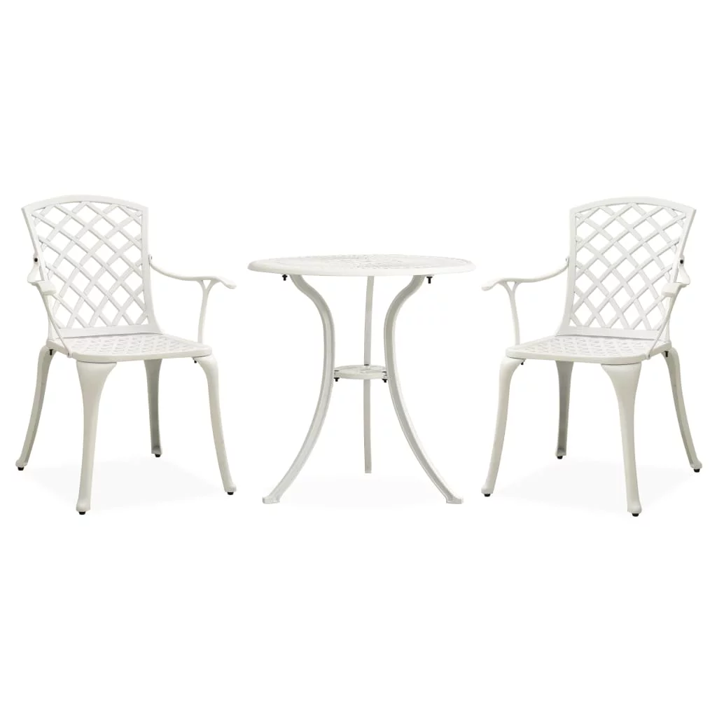 Bistro Set 3 Piece Outdoor, Cast Aluminum Patio Bistro Sets with Umbrella Hole, Bistro Table and Chairs Set of 2 for Patio Backyard
