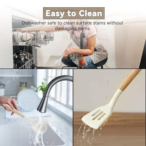 Camping Silicone Kitchen Utensils Cooking Equipment Brown Cooking Set 15pcs