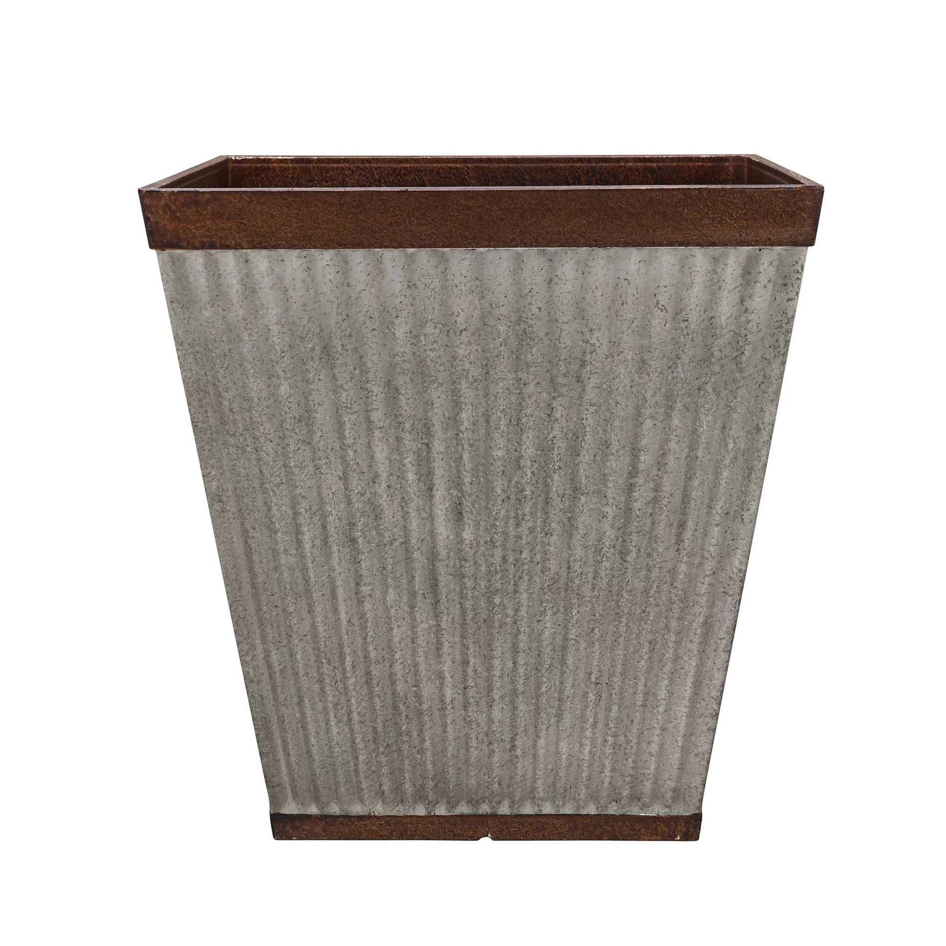 Southern Patio Westlake 10 In. Resin Rustic Galvanized Round Pleated Planter