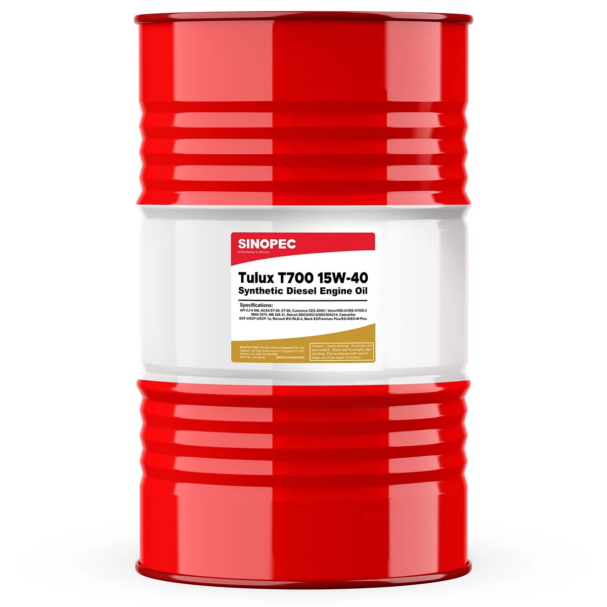 Sinopec 15W40 T700 CK-4 Synthetic Diesel Engine Oil - 55 Gallon Drum