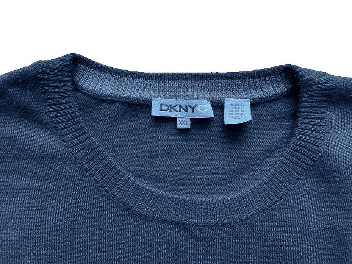 DKNY Men's 100% Merino Wool Crew Neck Sweater, Black, XXL