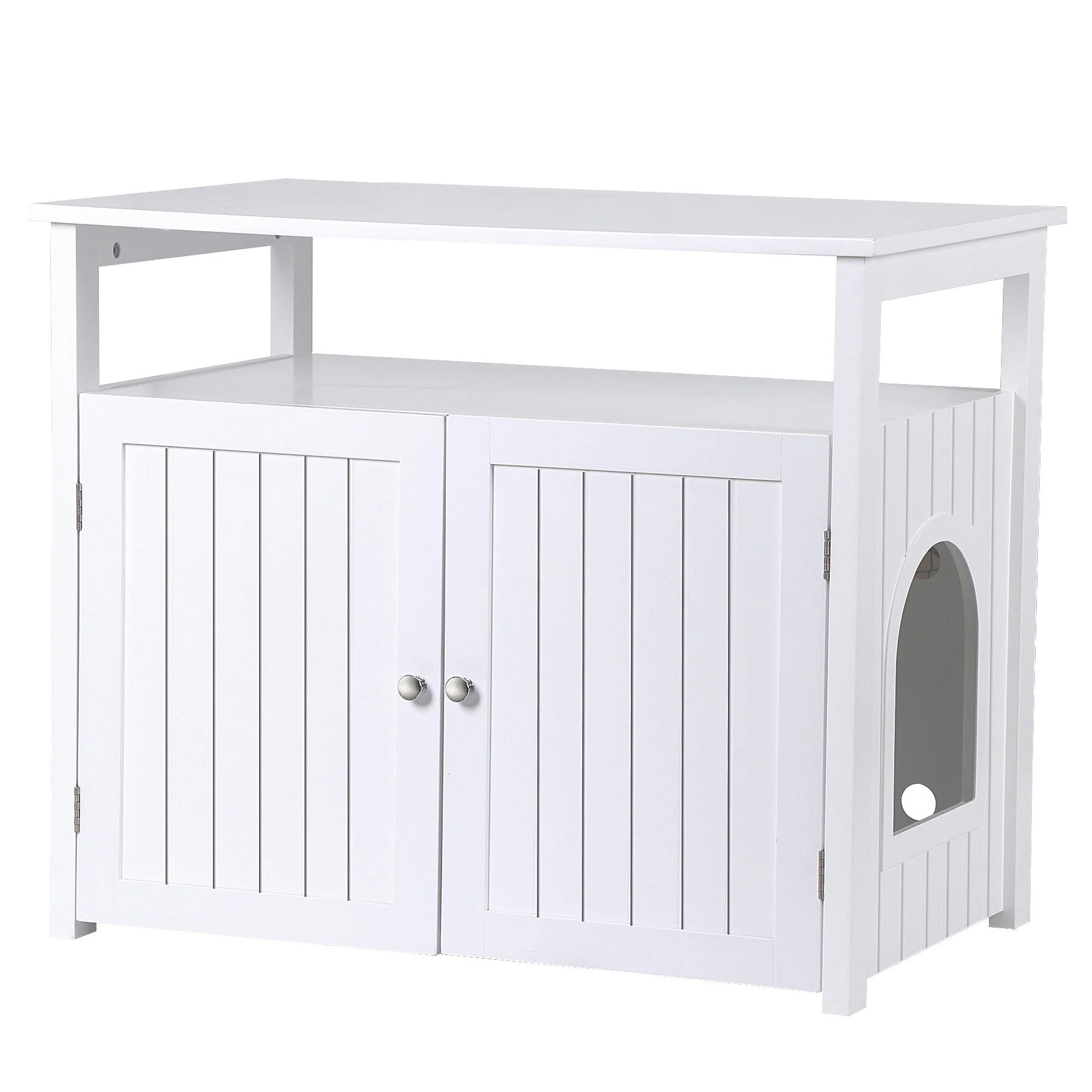 ZENY Cat Litter Box Enclosure, Large Hidden Litter Box Furniture with Storage Shelf, Wooden Cat House with Removable Divider, Cat Washroom Storage Bench