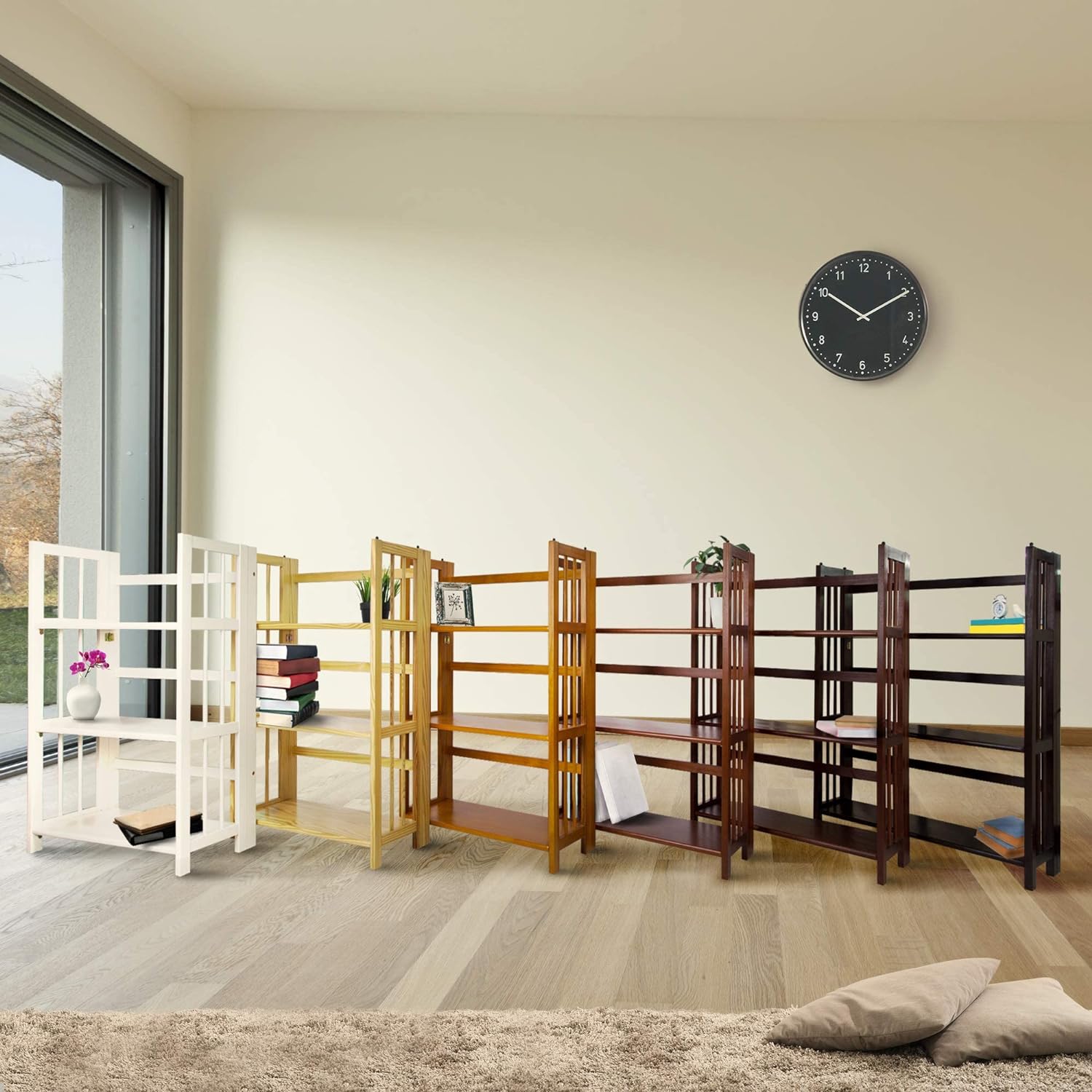 3 Shelf Folding Stackable Bookcase, 27.5