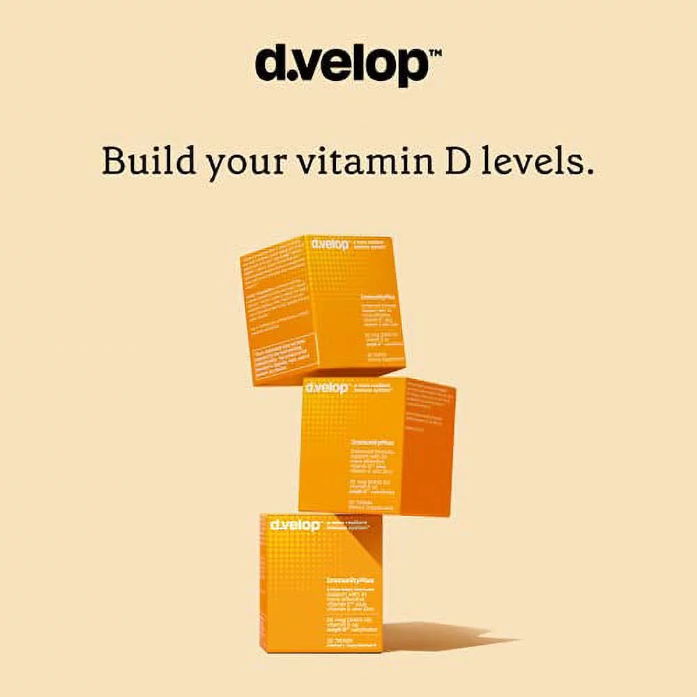 d.velop Vitamin D ImmunityPlus - 30 Tablets, 20 mcg (2400 IU) - Vitamin D Supplement w/ Zinc and Vitamin C - Immune Support - 3X Faster & More Effective? - Clinically Tested - Zinc and Vitamin D