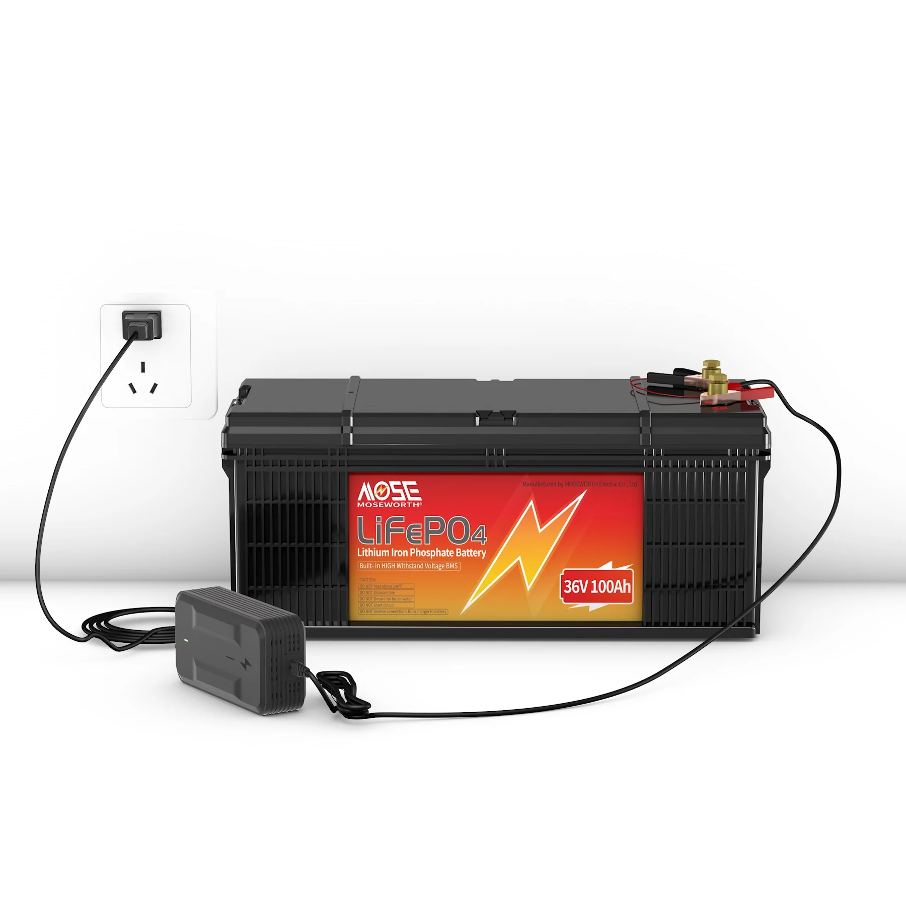 36V 100Ah LiFePO4 Battery,200A BMS,15000 Cycles,Low Temp Cut off,MOSEWORTH for Golf Cart,RV,Solar,Trolling Motor,off-Grid