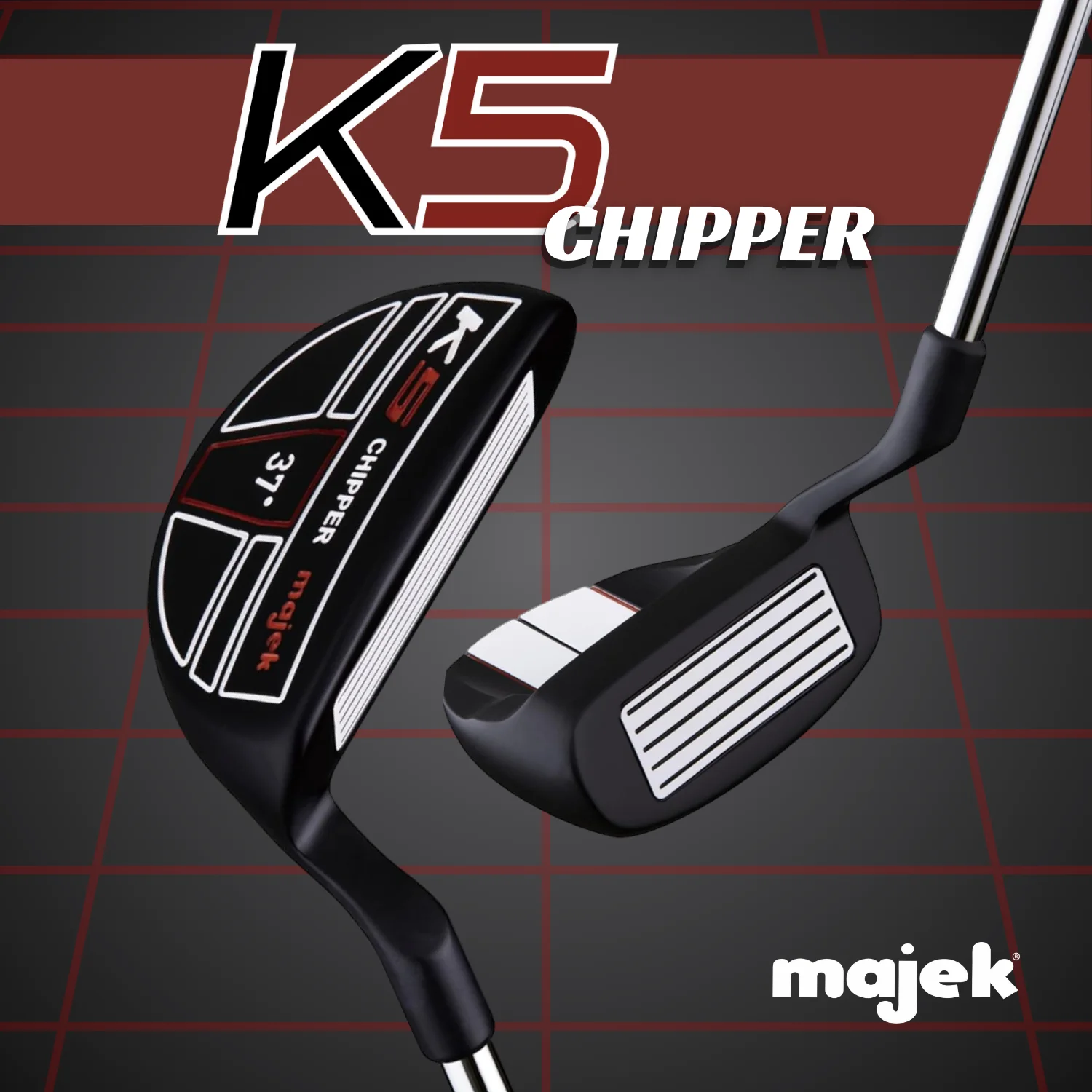 Majek K5 Chipper 37 Degree Black and Red Right Handed Ultra Tall Men's Golf Club
