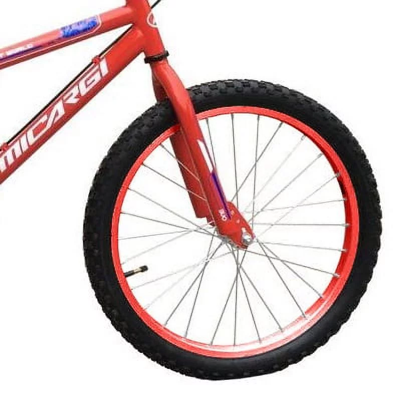 PlayWorld 20 In. BMX Steel Frame U-Brake Alloy Kid's Bicycle, One Piece Black Crank, Alloy Stem Black, Handlebar-ED and Seat Post-ED with Alloy Rims, Red