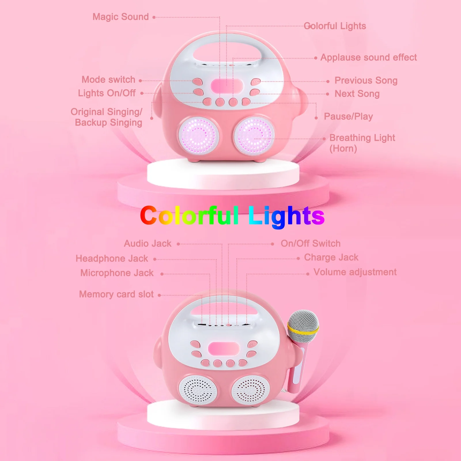 moobody Karaoke Machine with Microphone, Portable Singing Machine for Adults & Kids