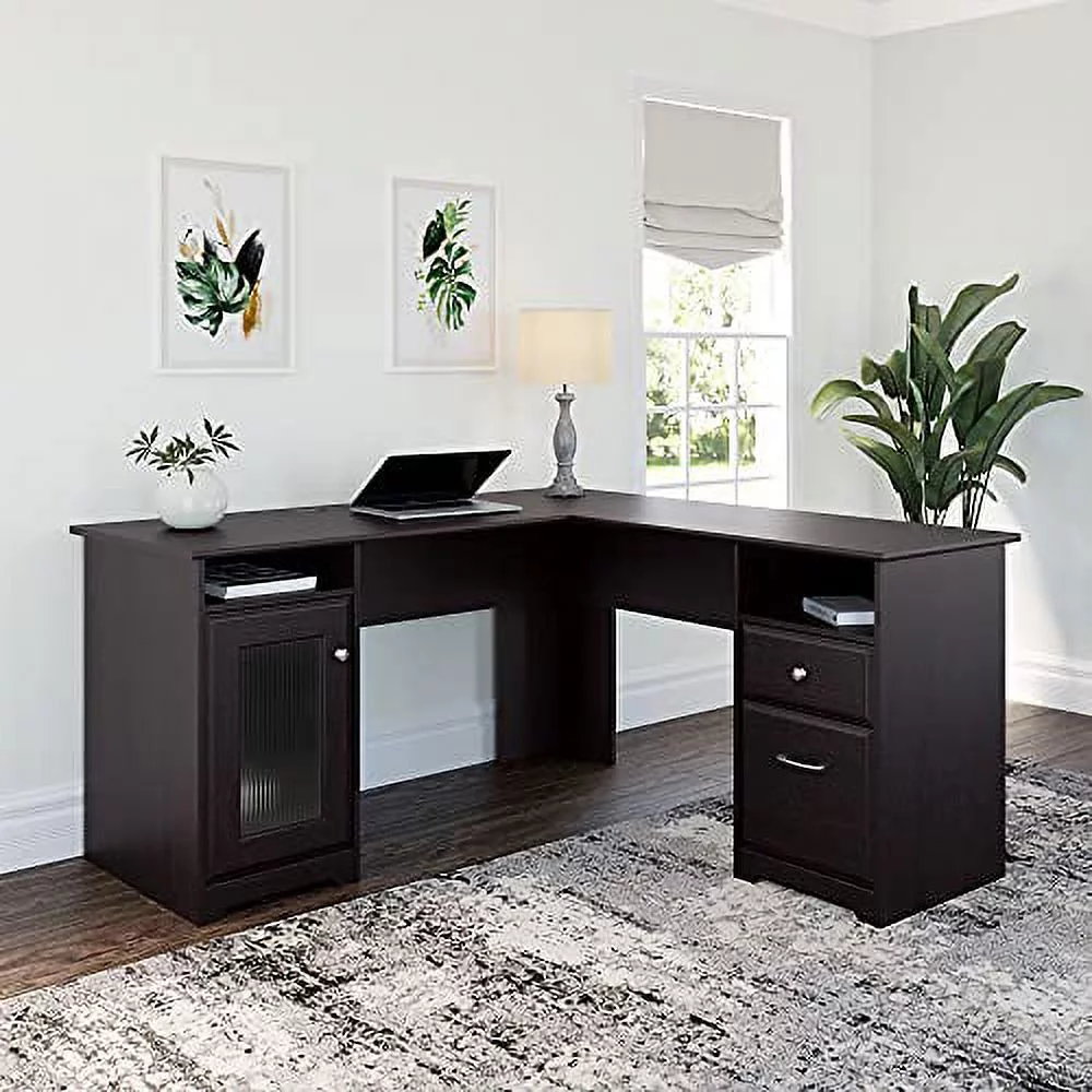 Bush Furniture Cabot L Shaped Desk, Espresso Oak (WC ) Espresso Oak 60W