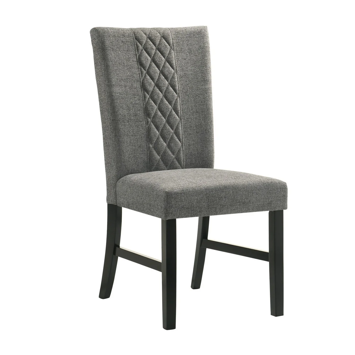 Benjara Nicole 26 Inch Side Chair Set of 2, Wood Frame, Fabric Upholstery, Gray