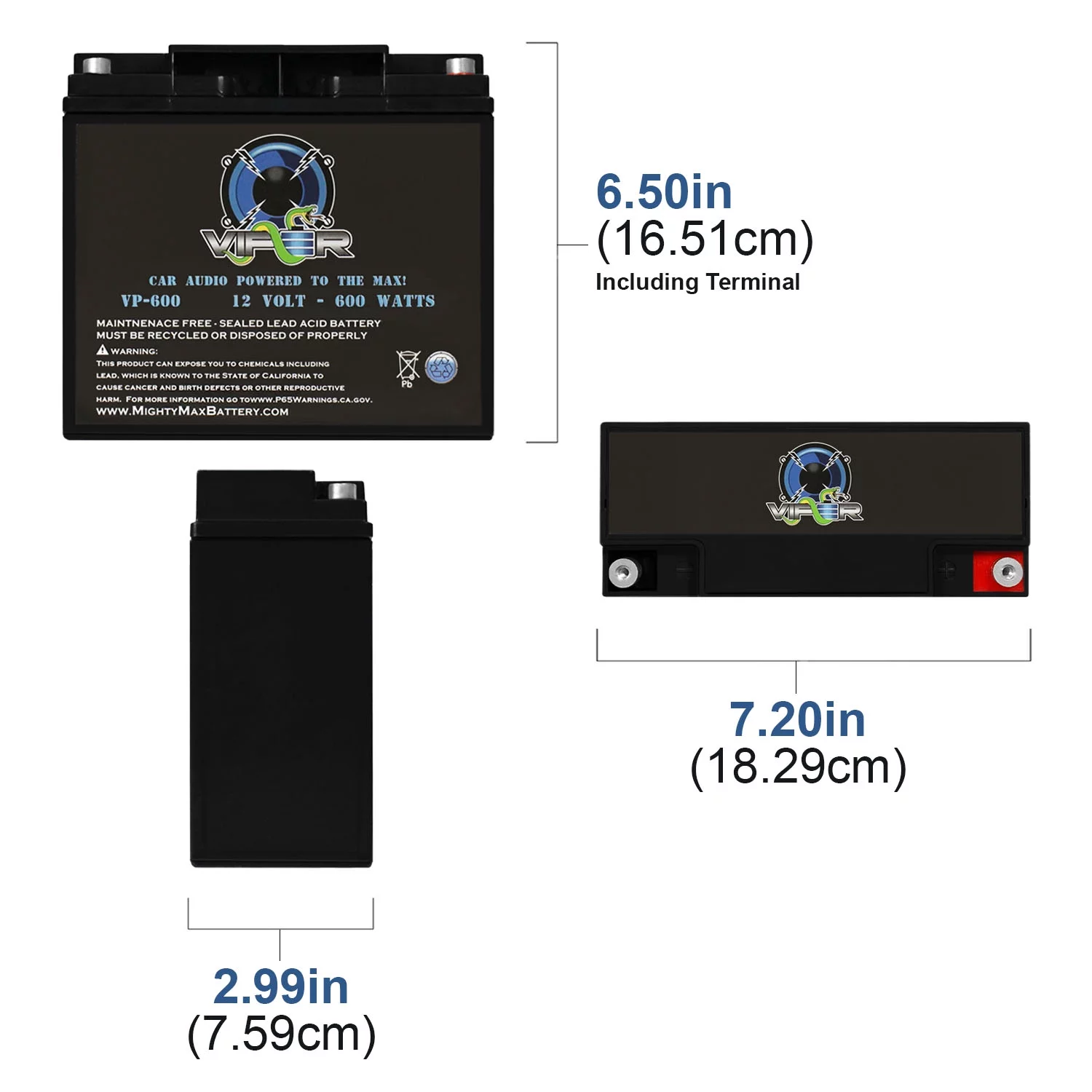 Viper VP-600 600 Watt Audio Battery for Torque TRQ4.2400 2400-watt