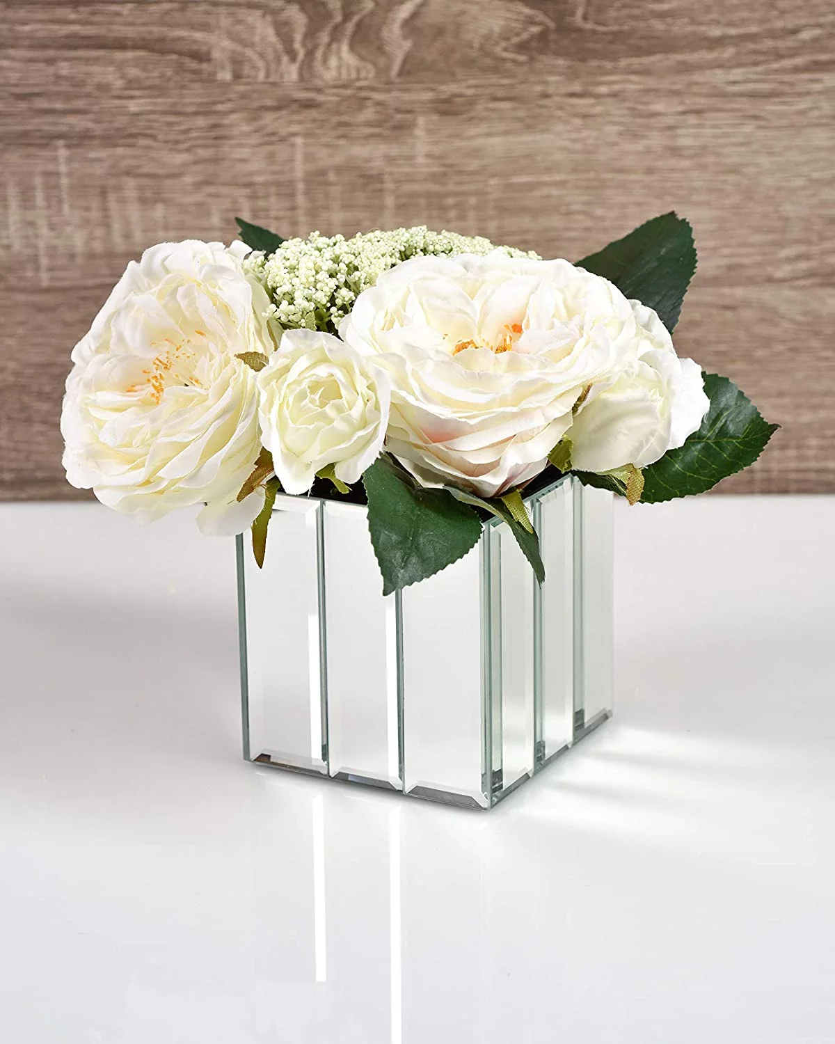 Small Gatsby Mirror Cube Vase – Art Deco Inspired Glass Vase With Mirror Finish, Measures 4” Cube