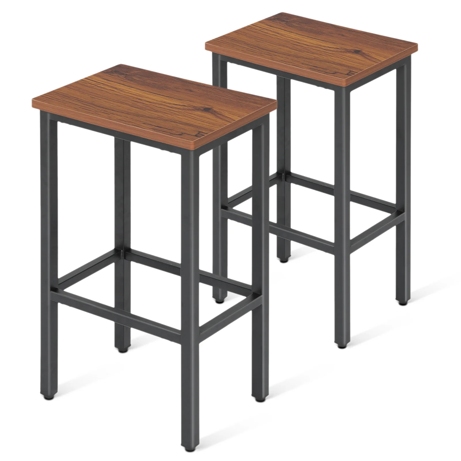 Magshion Counter Height Stool Set of 2, Metal Backless Bar Stools, for Kitchen Dining Room, Rustic Brown