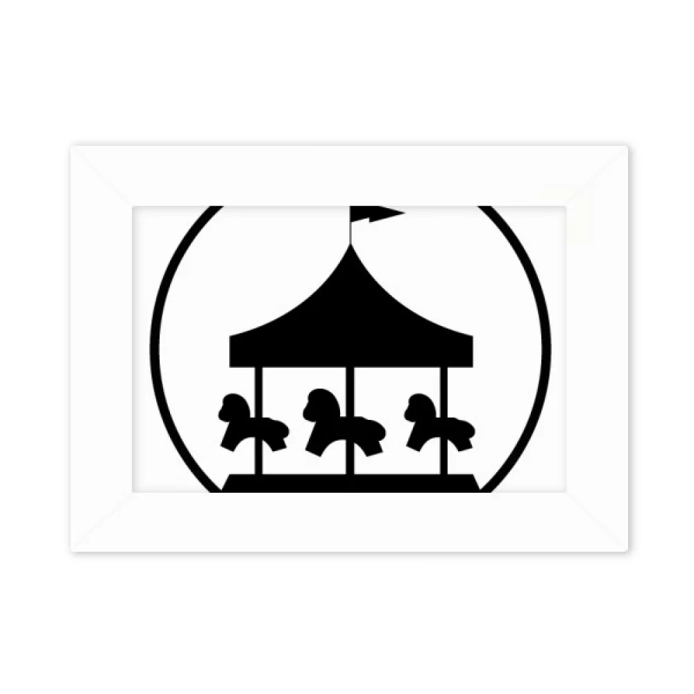 Carousel Amusement Park Black Outline Photo Mount Frame Picture Art Painting Desktop 5x7 inch