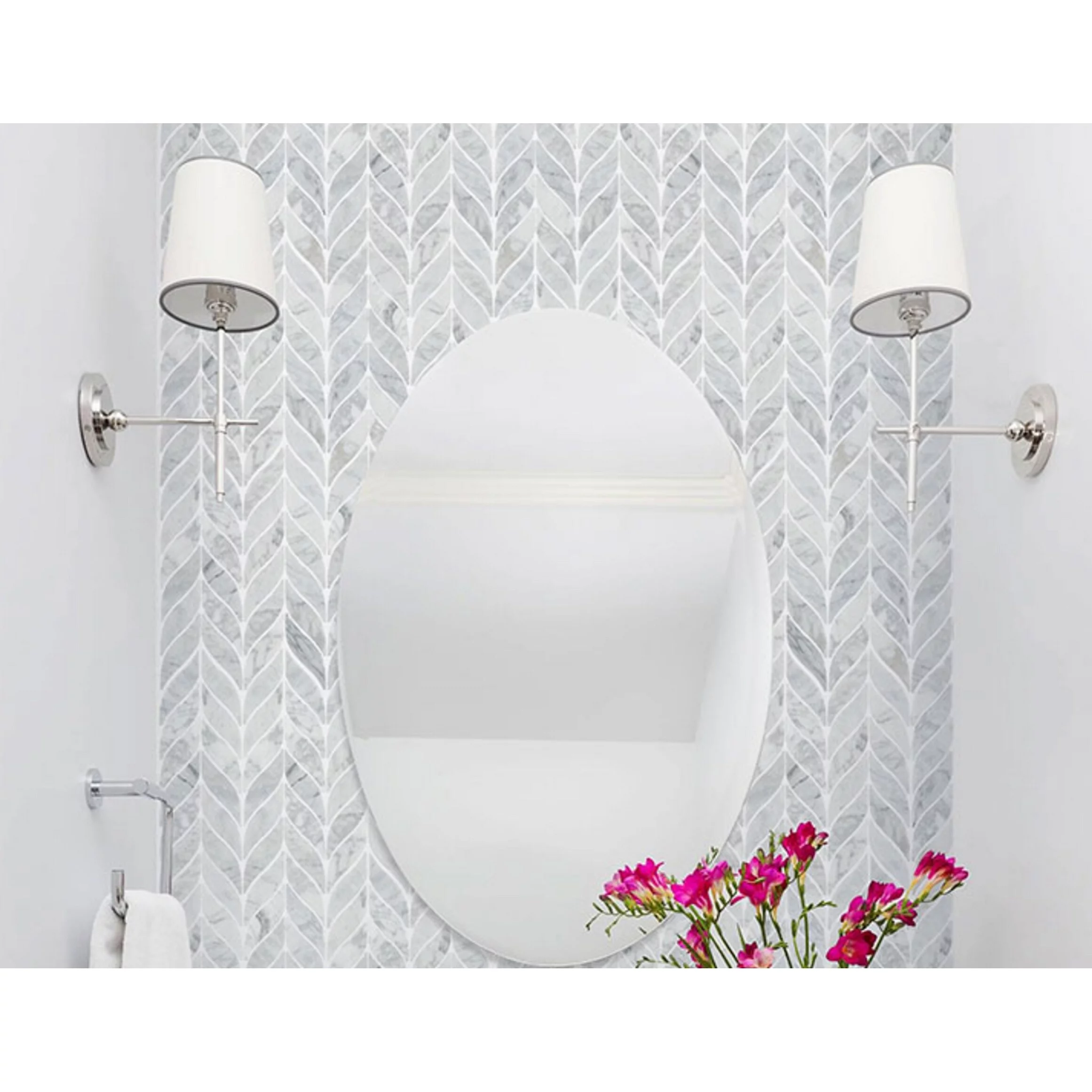 Natural Marble Stone Mosaic Backsplash Tile (Set of 10pc) FishScale