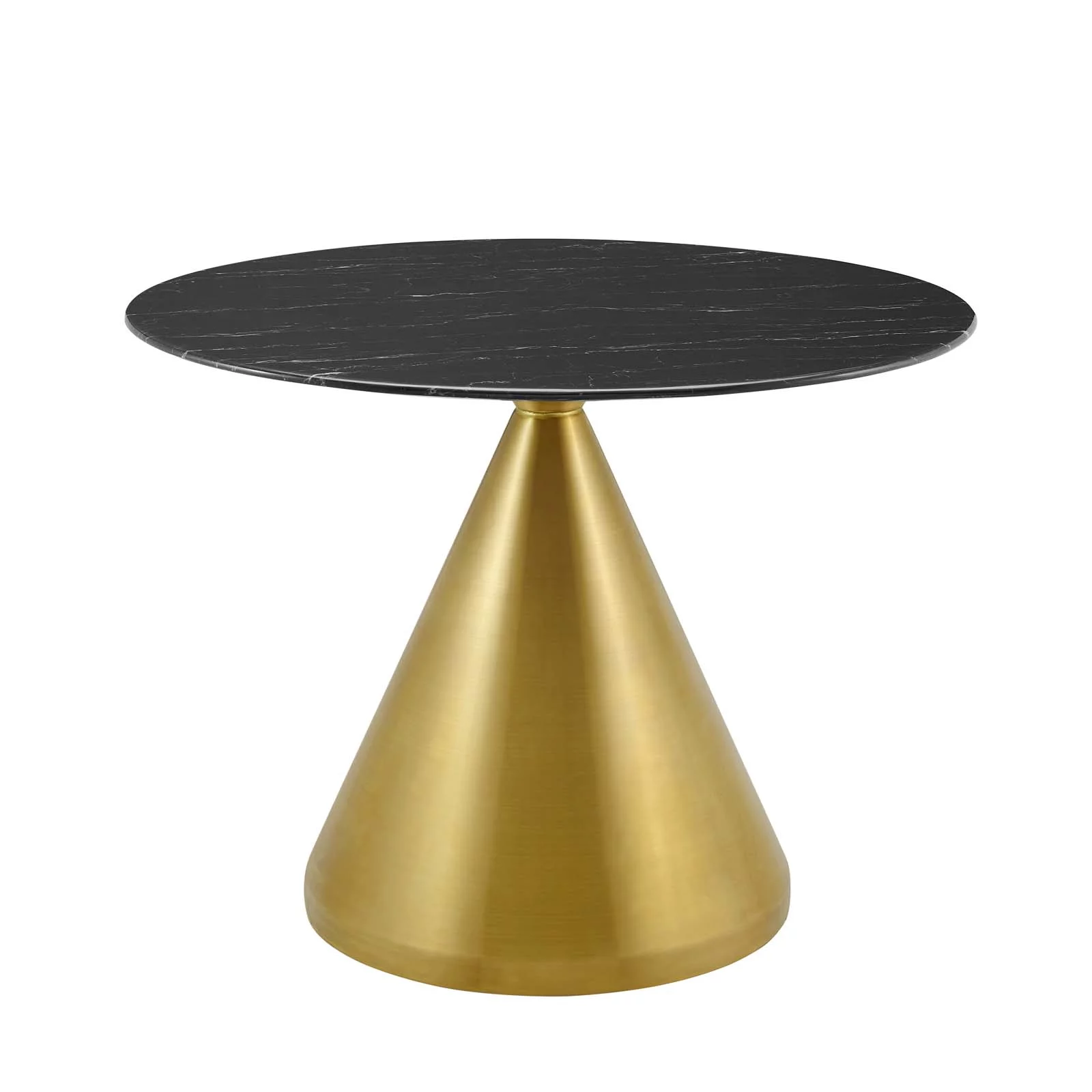 Dining Table, Round, Artificial Marble, Metal Steel, Gold Black, Modern Contemporary Urban Design, Kitchen Room Cafe Bistro Restaurant Hospitality