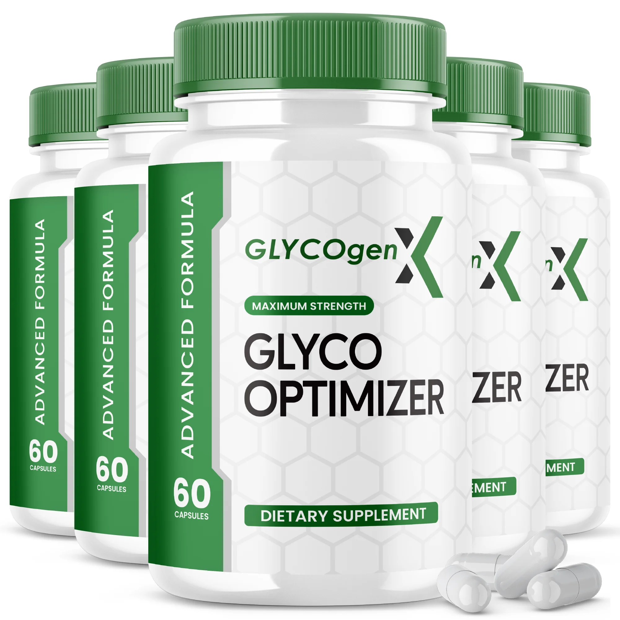 (5 Pack) GlycogenX Glyco Optimizer Capsules Supplement - GlycogenX Optimizer Advanced Formula, Glycogen X Supplement, Maximum Strength Glycogen Supplement (300 Capsules)