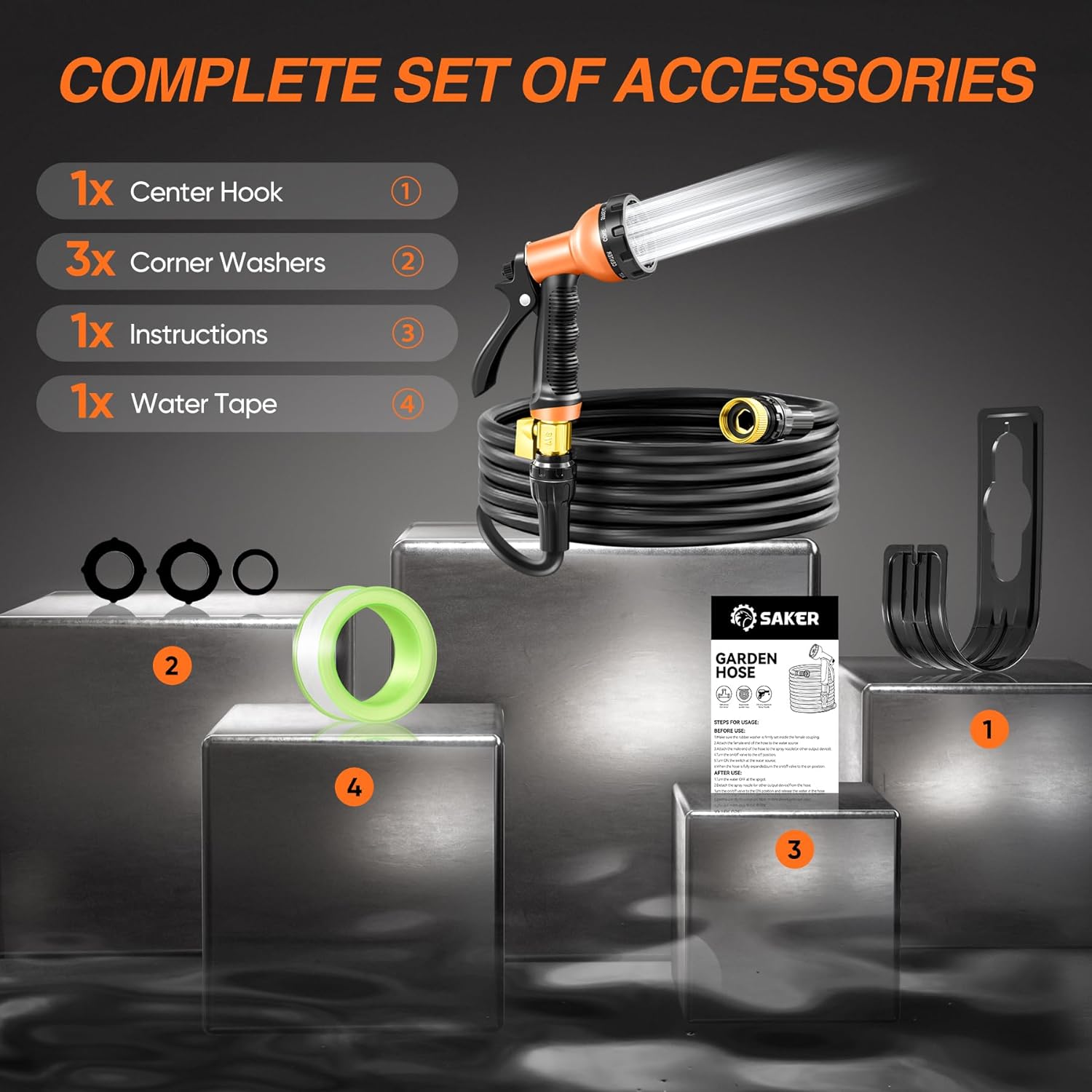 Saker Garden Hose, Expandable Water Hose with 10 Functions Spray Nozzle, Flexible Hose with 3/4