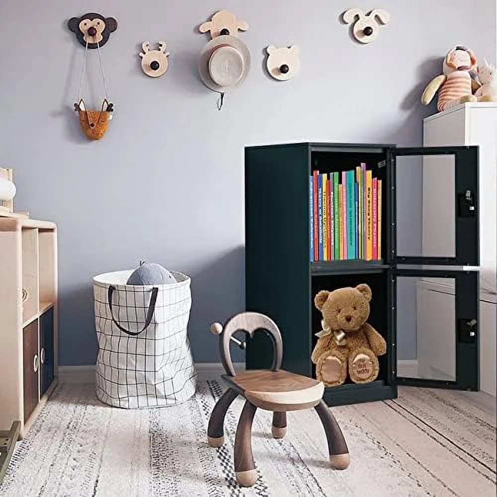 JYHOME Small Vertical Cabinet Steel Locker  Lockable Metal  Cabinet with Organizers and Clear Door  2 or 3 compartments for Employees  Families  Offices (3D-Gray)