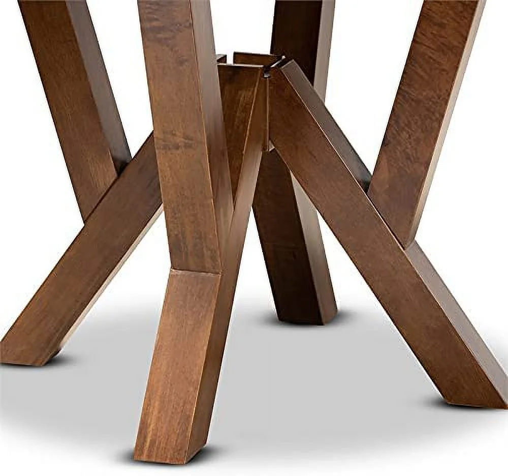 TJUNBOLIFE Walnut Finished 35-Inch-Wide Round Wood Dining Table