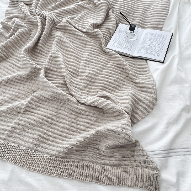 Wicker Knitted Sofa Blanket, Classic Design, Blue (45 