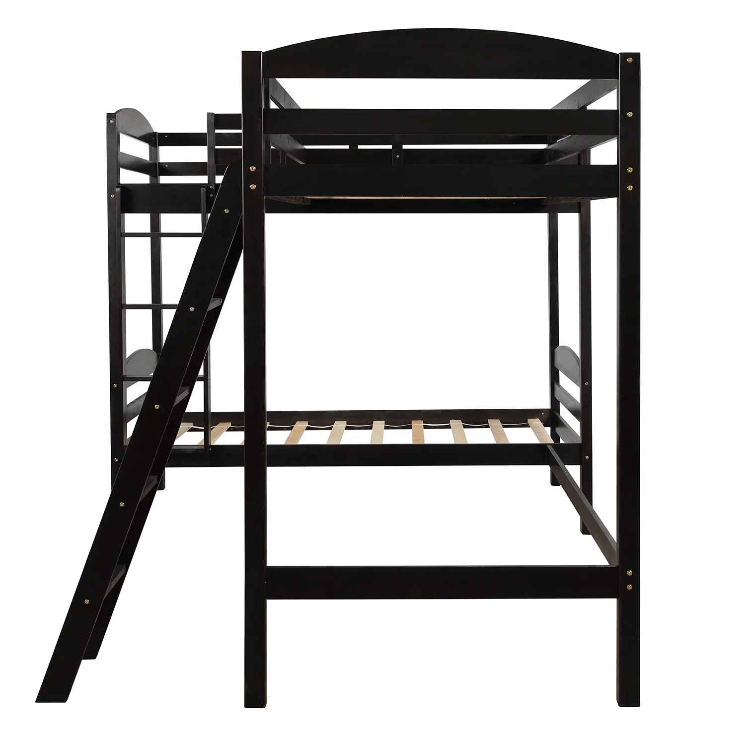 Twin L-Shaped Bunk Bed and Loft Bed - Espresso