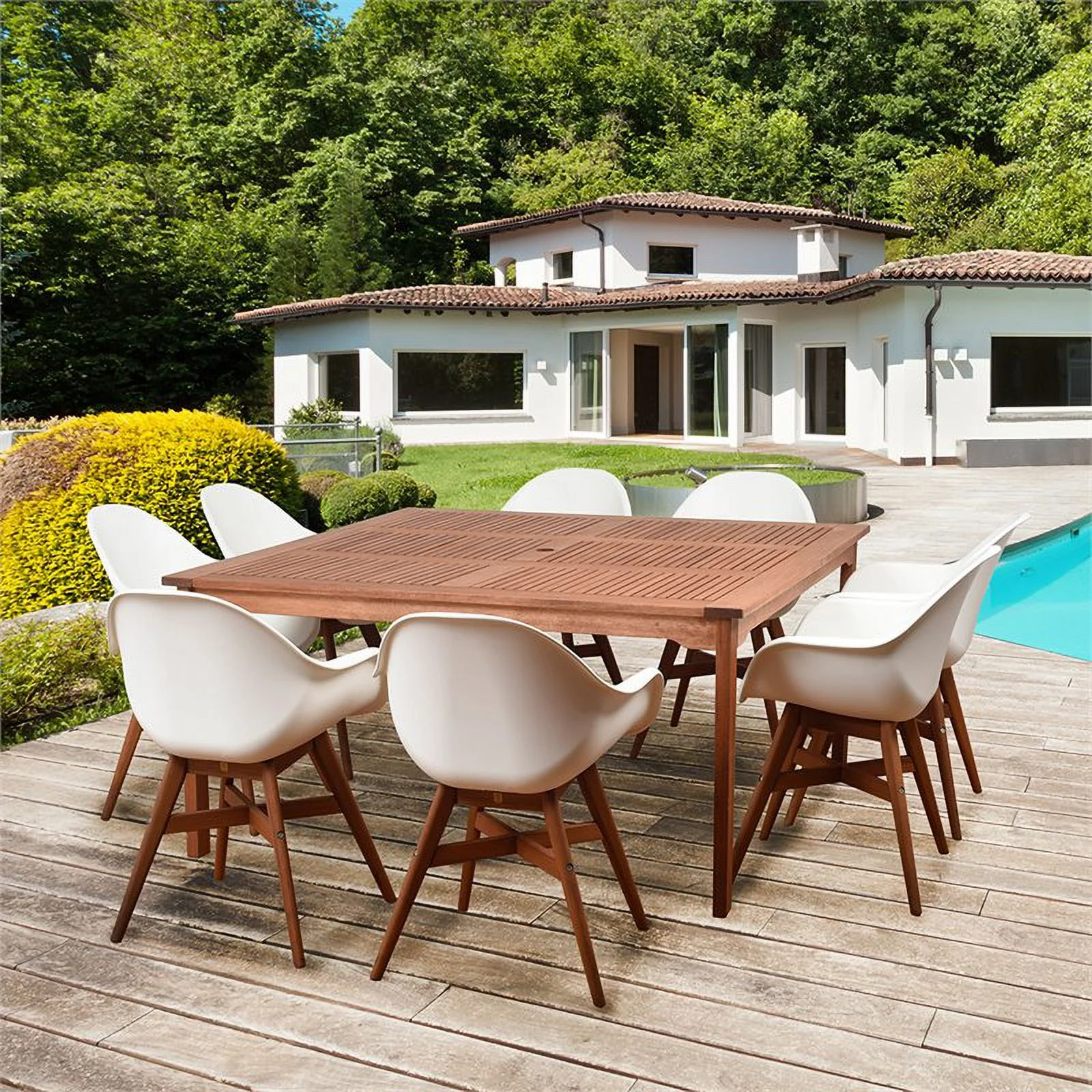 International Home Amazonia Charlotte Deluxe 9 Piece Patio Dining Set