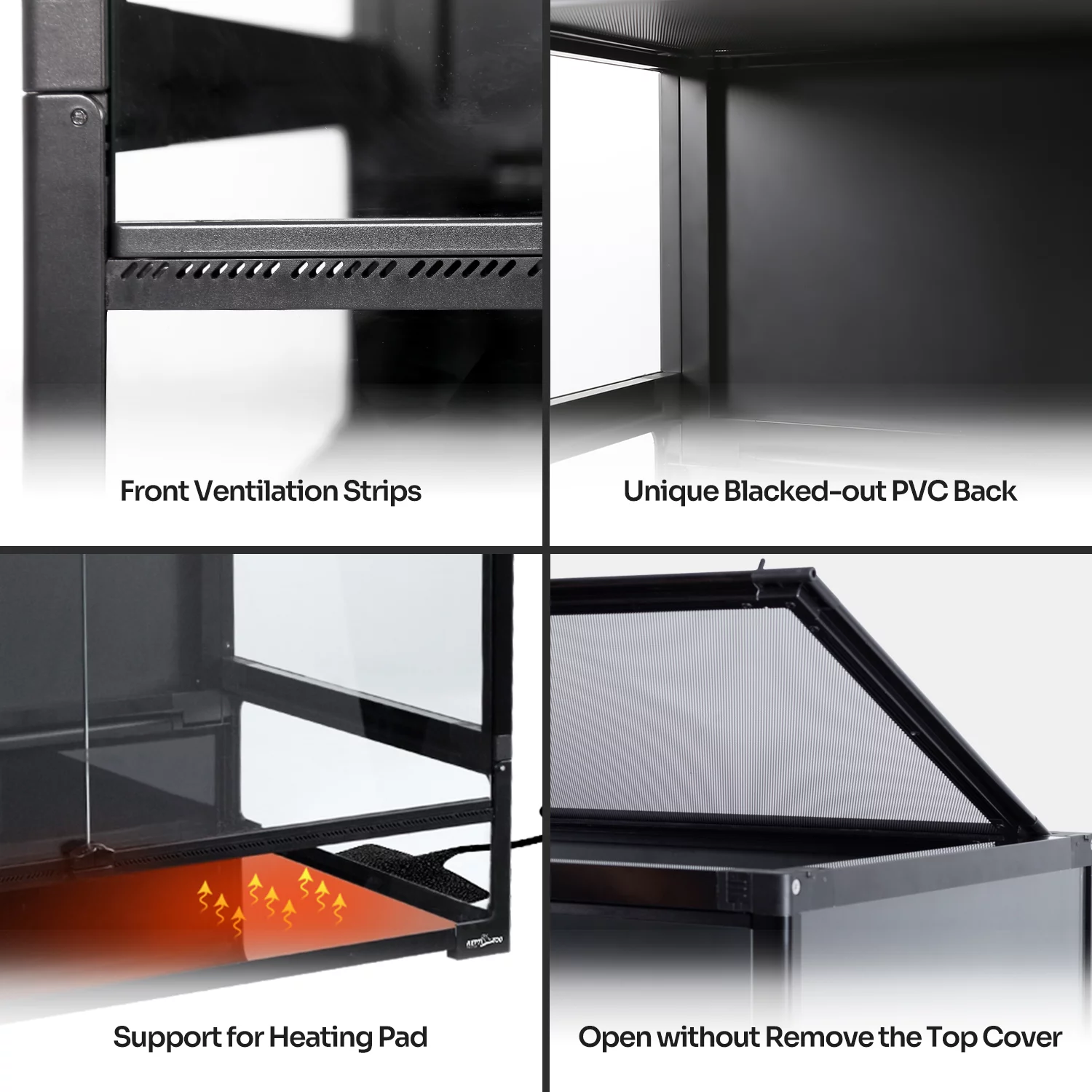 REPTI ZOO New Designed Collapsible Reptile Terrarium 67 Gallon, Full Tempered Glass Reptile Tank 36