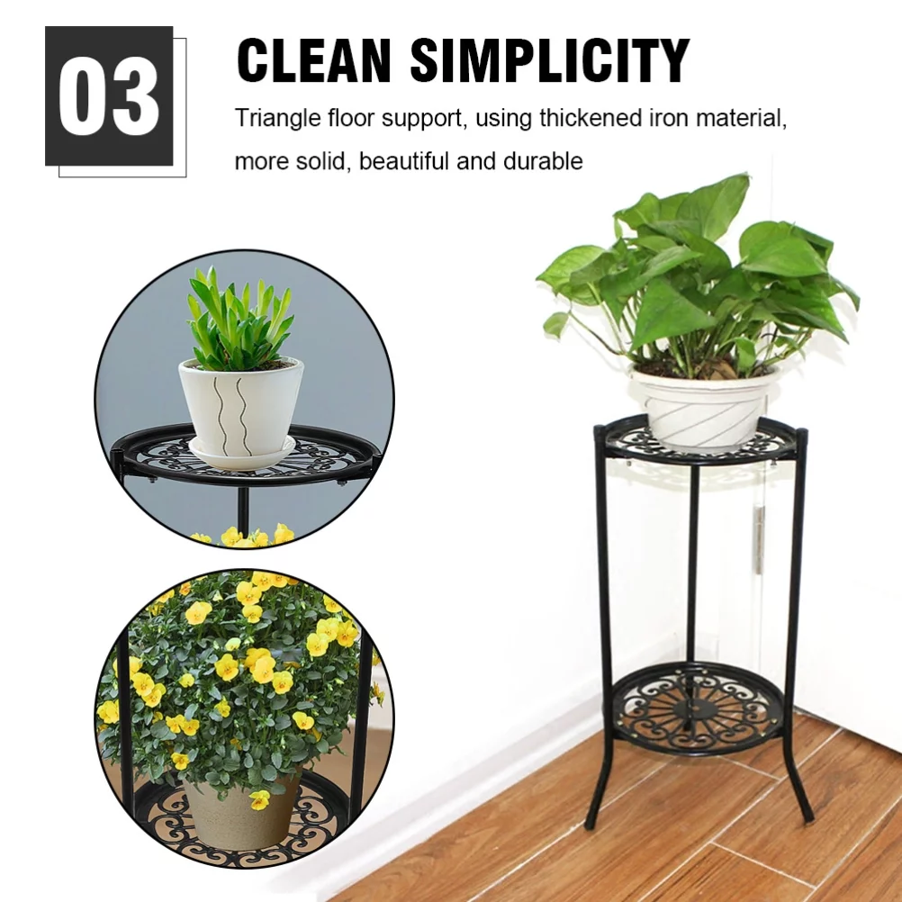 Heavy Duty Iron Potted Plant Stand Double Layer Metal Flower Pot Rack for Indoor Outdoor Plants