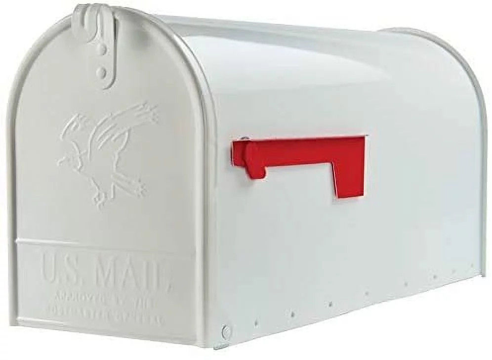 Solar Group Large Premium Steel Rural Mailbox, White, E1600W00, New