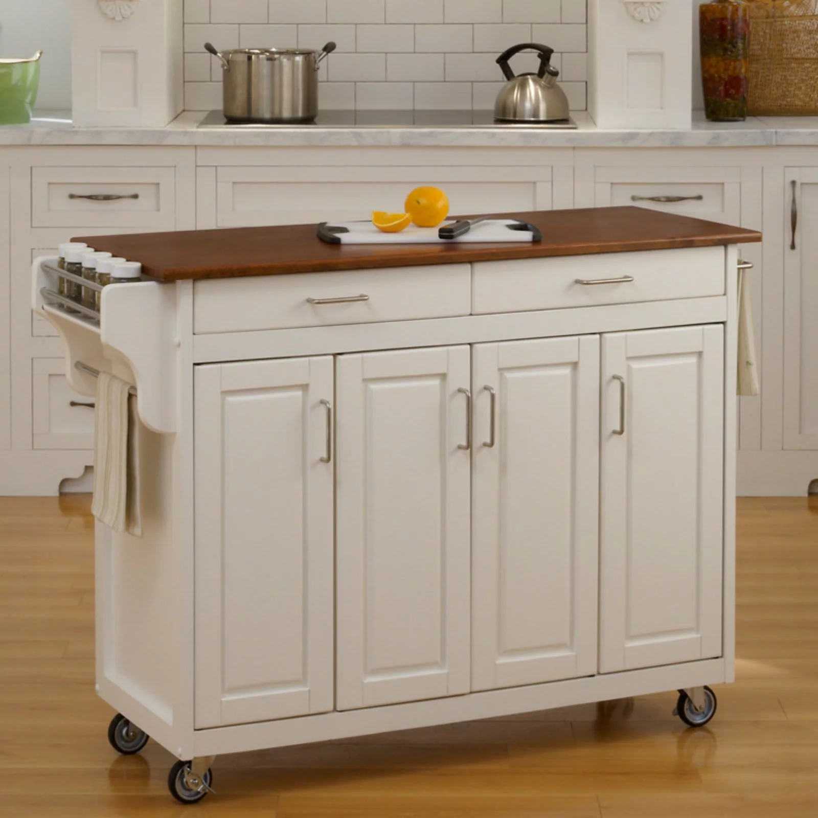 Homestyles Create-a-Cart Wood Rolling Kitchen Cart in Brown