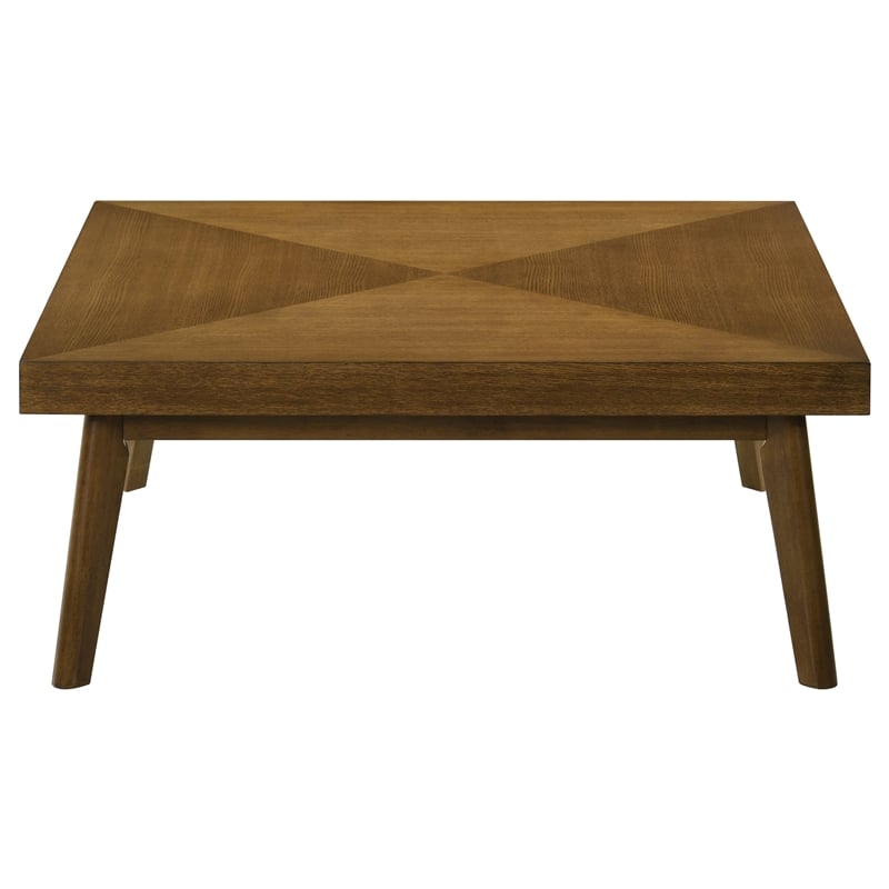 Pemberly Row Square Wood Coffee Table with Diamond Parquet Walnut