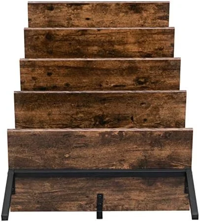 CDHJKKB Ladder  5 Tier Wall Mounted Bookcase with Metal Frame  Open Design Shelves  Room  Bedroom  Home  Office  Rustic Brown (23.6" L x 11.8" W x 70.9" H)