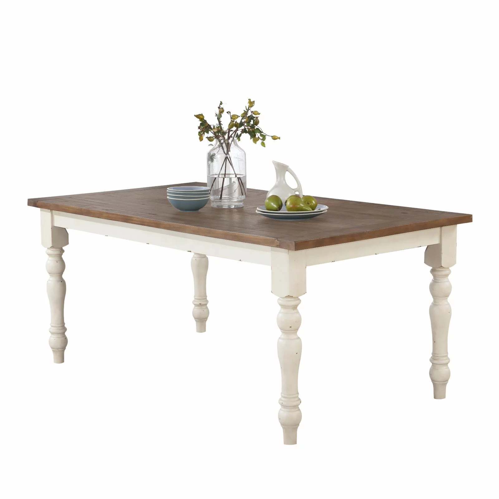 Roundhill Furniture Prato Two-Tone Distressed Dining Table