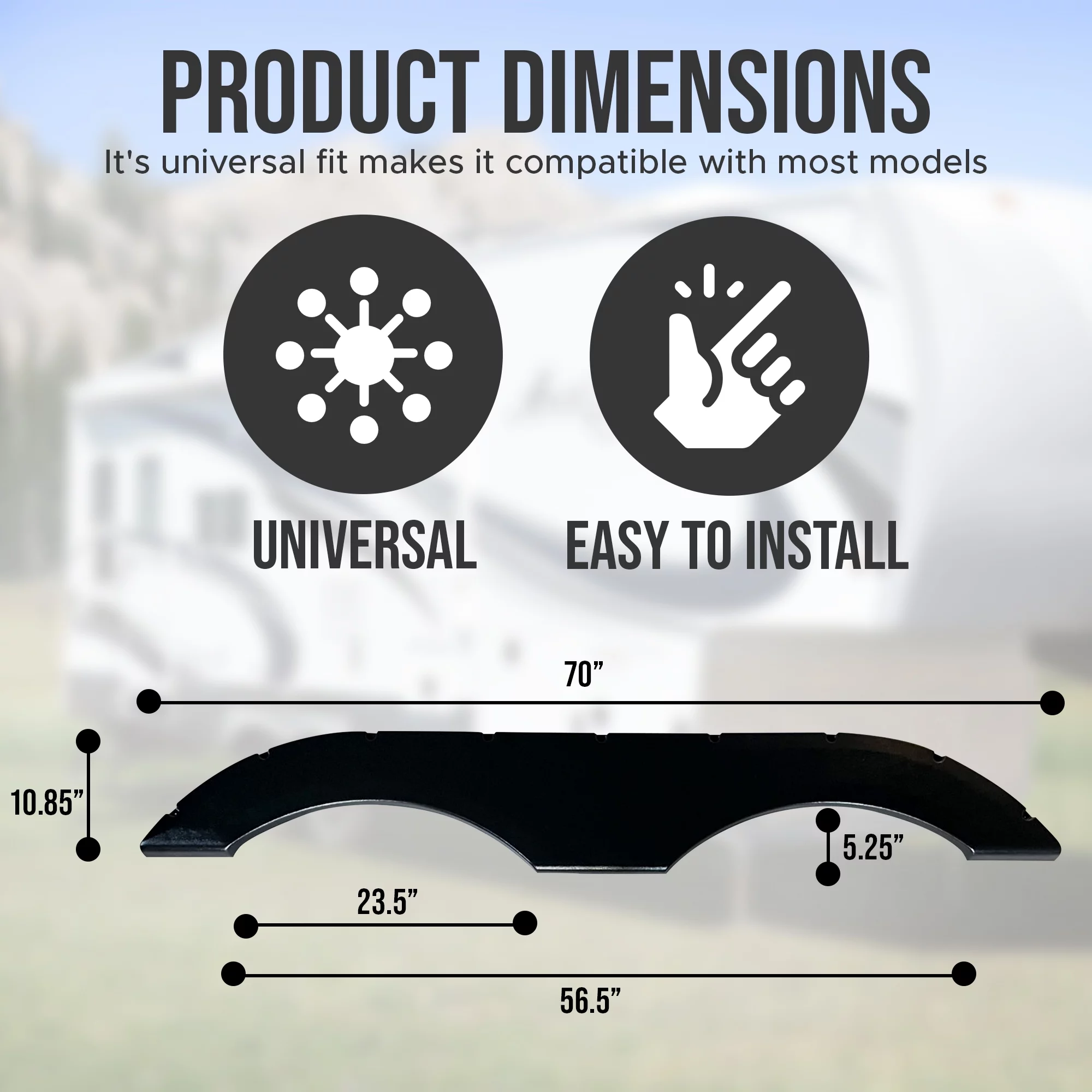 Black Universal Fit Trailer RV Fender Skirts, Tandem Pair, Perfect for RV Campers and Trailers