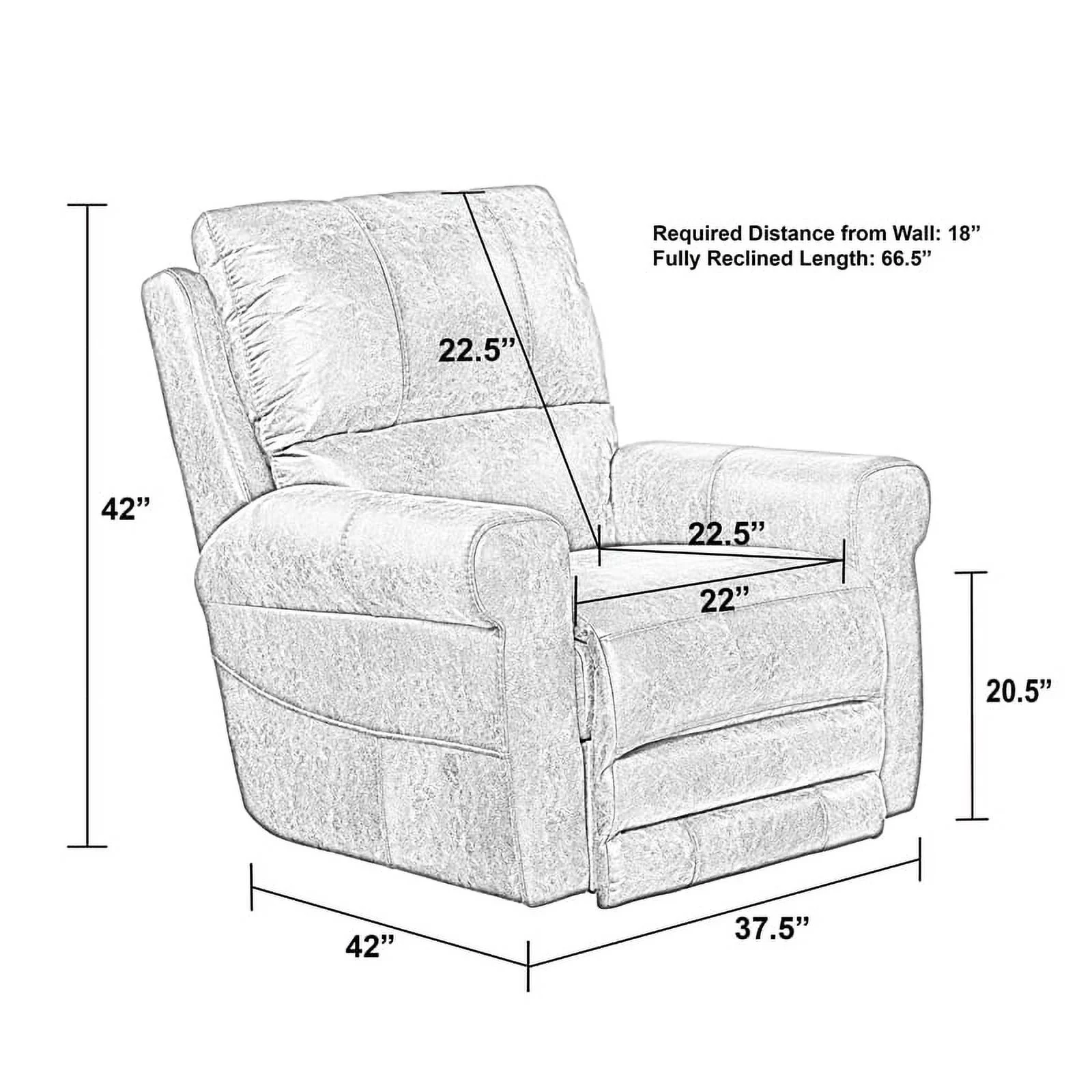 Graves Power Wall Hugger Recliner in Gray Polyester Fabric