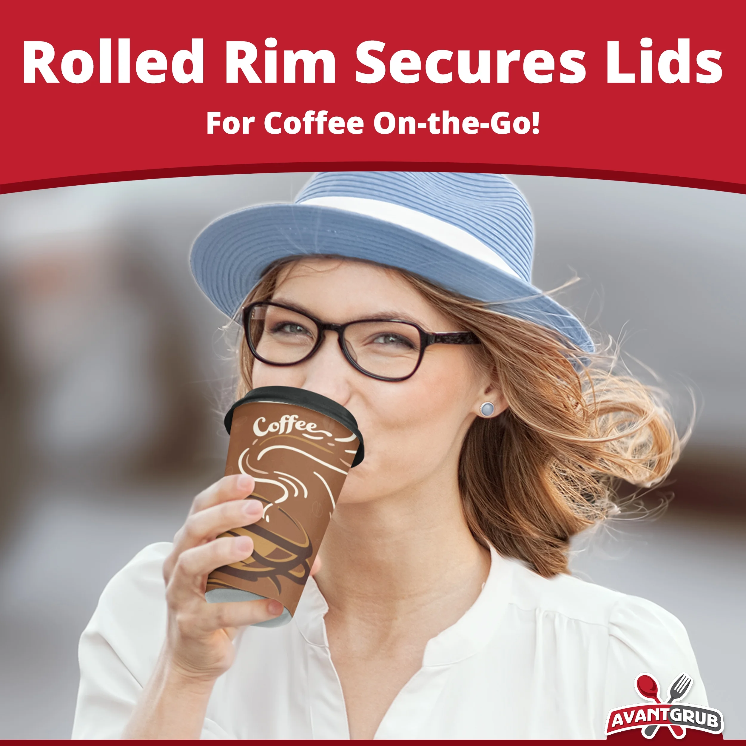 Avant Grub Coffee Cups & Recyclable Dome Lids - 