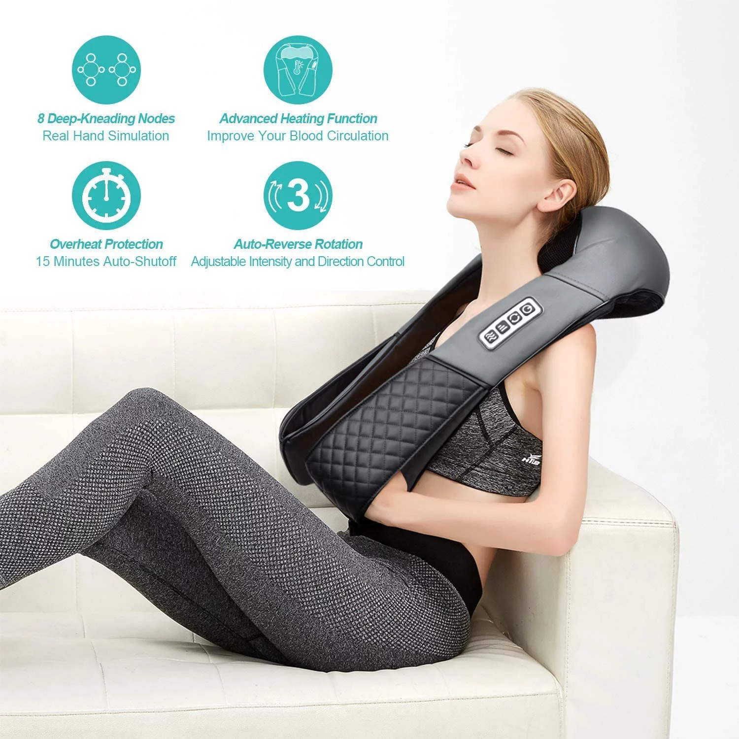 Medcursor Shiatsu Shoulder & Neck Massager with Heat Deep Kneading Massage for Back
