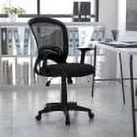BizChair Mid-Back Designer Black Mesh Swivel Task Office Chair with Arms