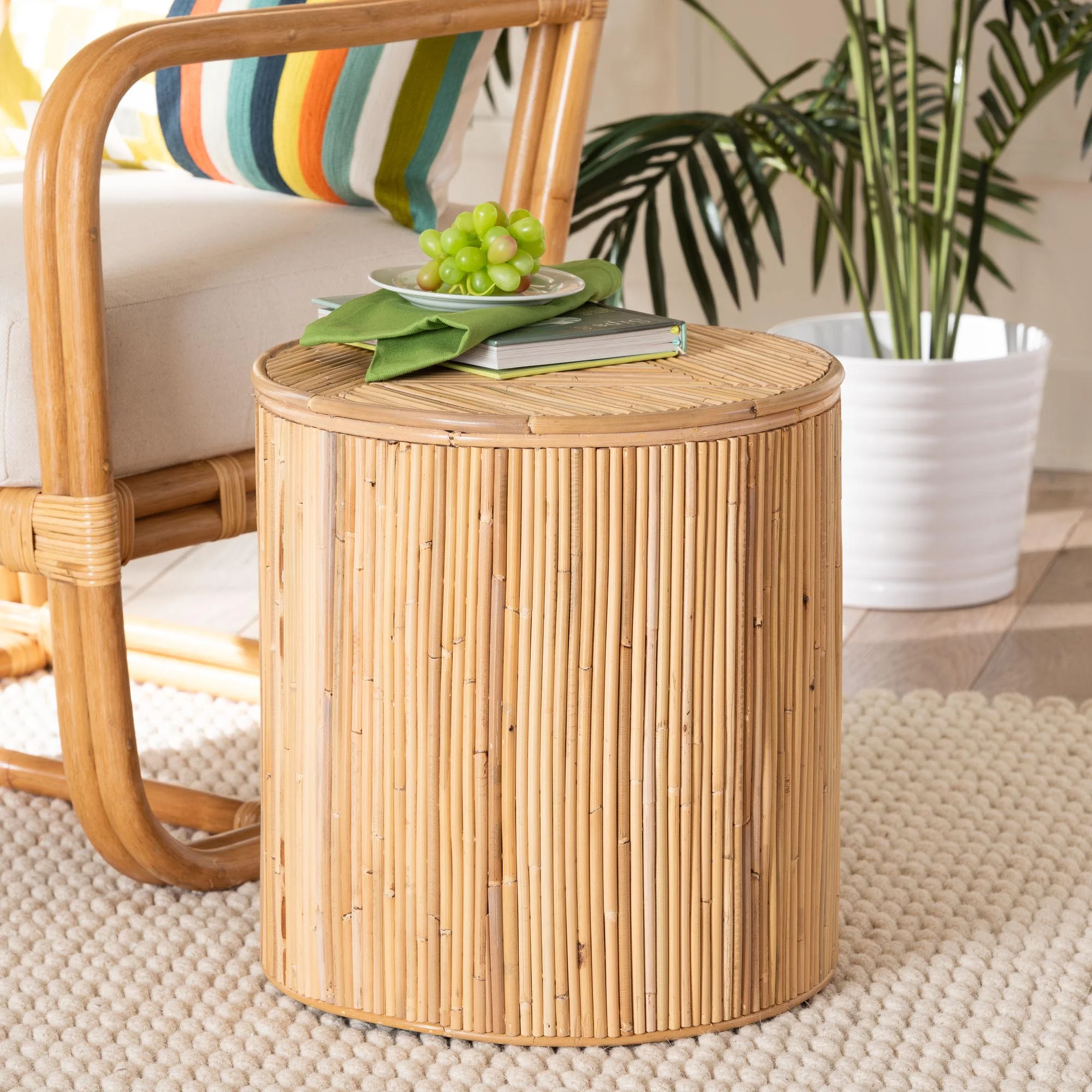 bali & pari Milagra Boho End Table, One Size, Light honey