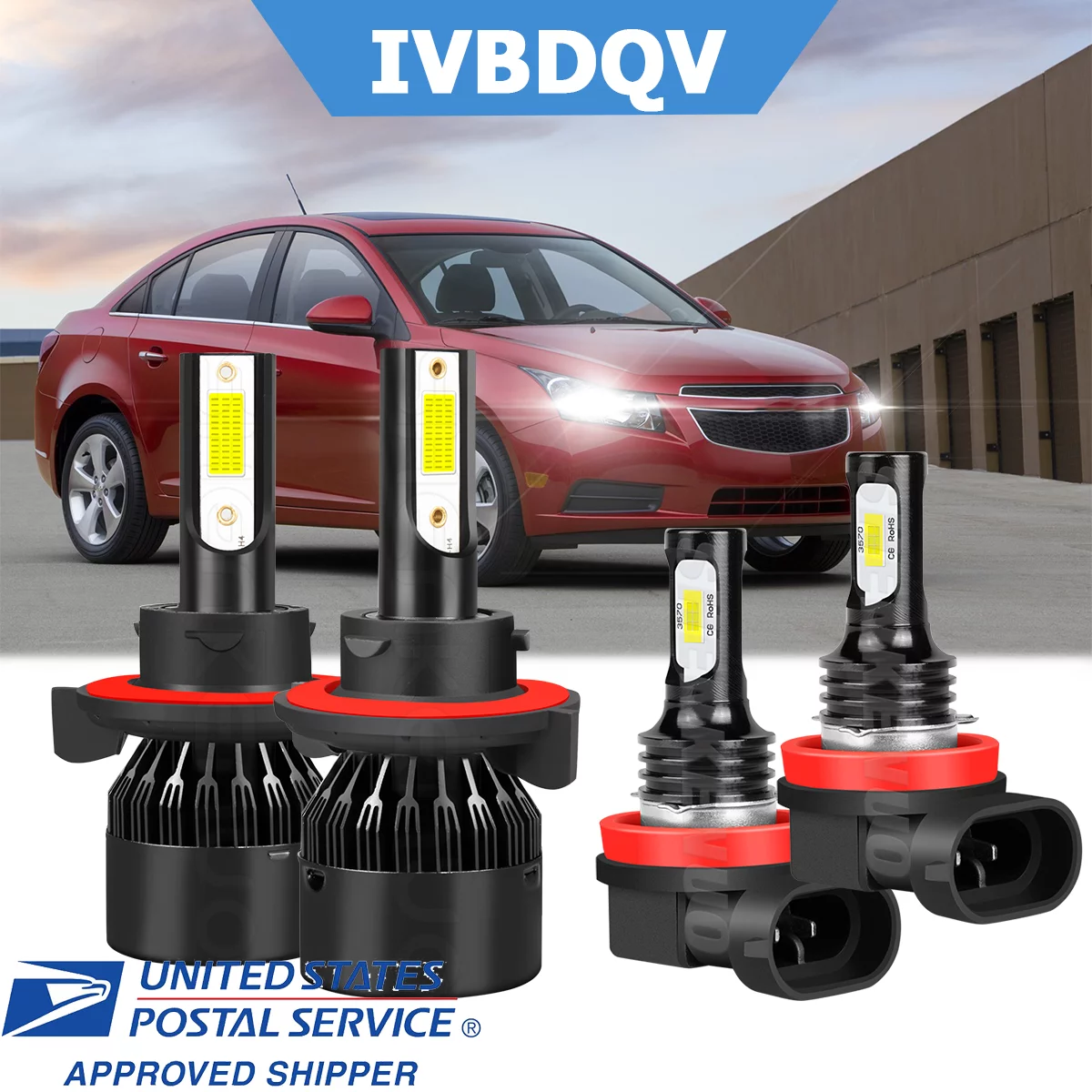 For Chevy Cruze 2011-2015 LED Headlight Bulbs H13 High/Low Beam + H11 Fog Light Combo 4Pcs