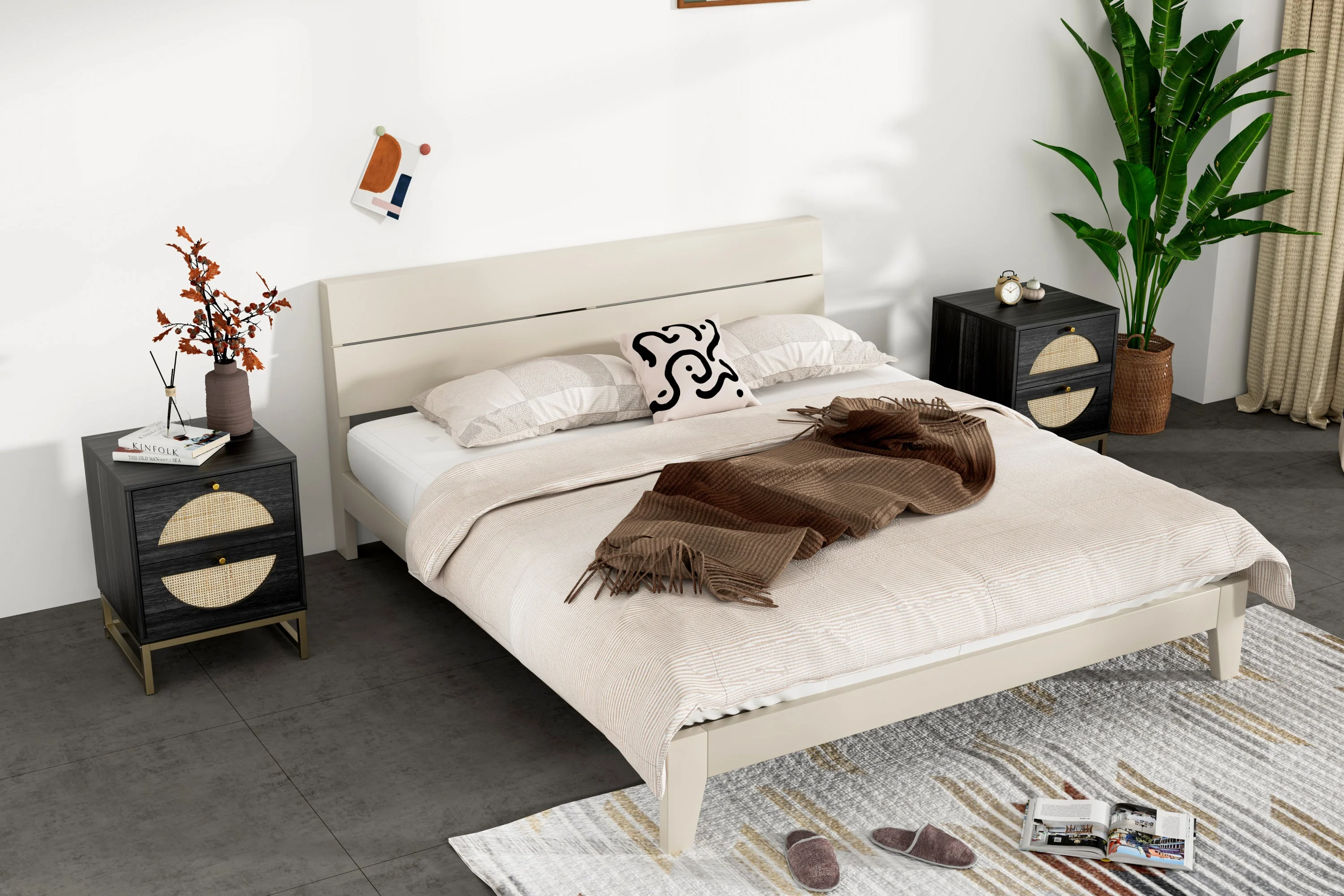 Allen 2 Drawer Nightstand - Black