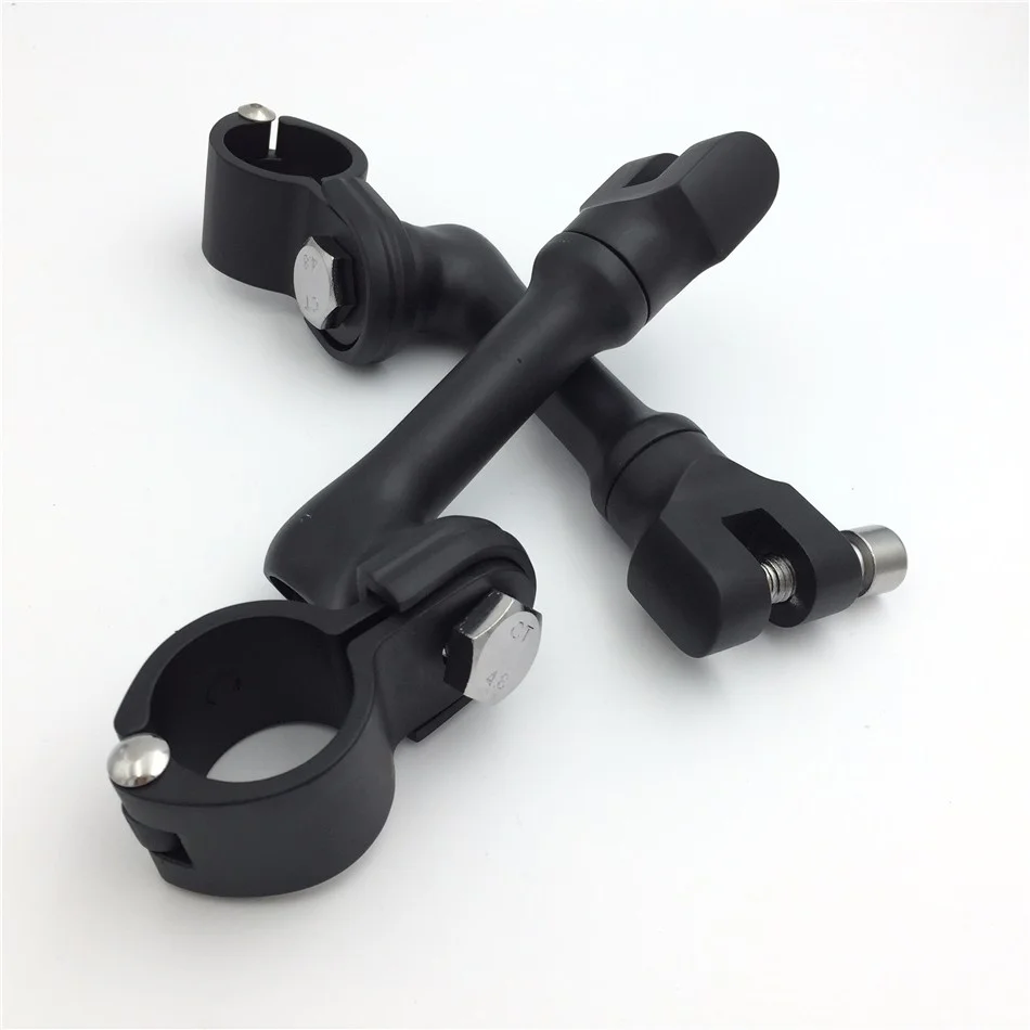 HTT-MOTOR Black Long Angled Adjustable Highway Peg Mounting Kit For any Bike Equipped with 1-1/2 inch (1.5