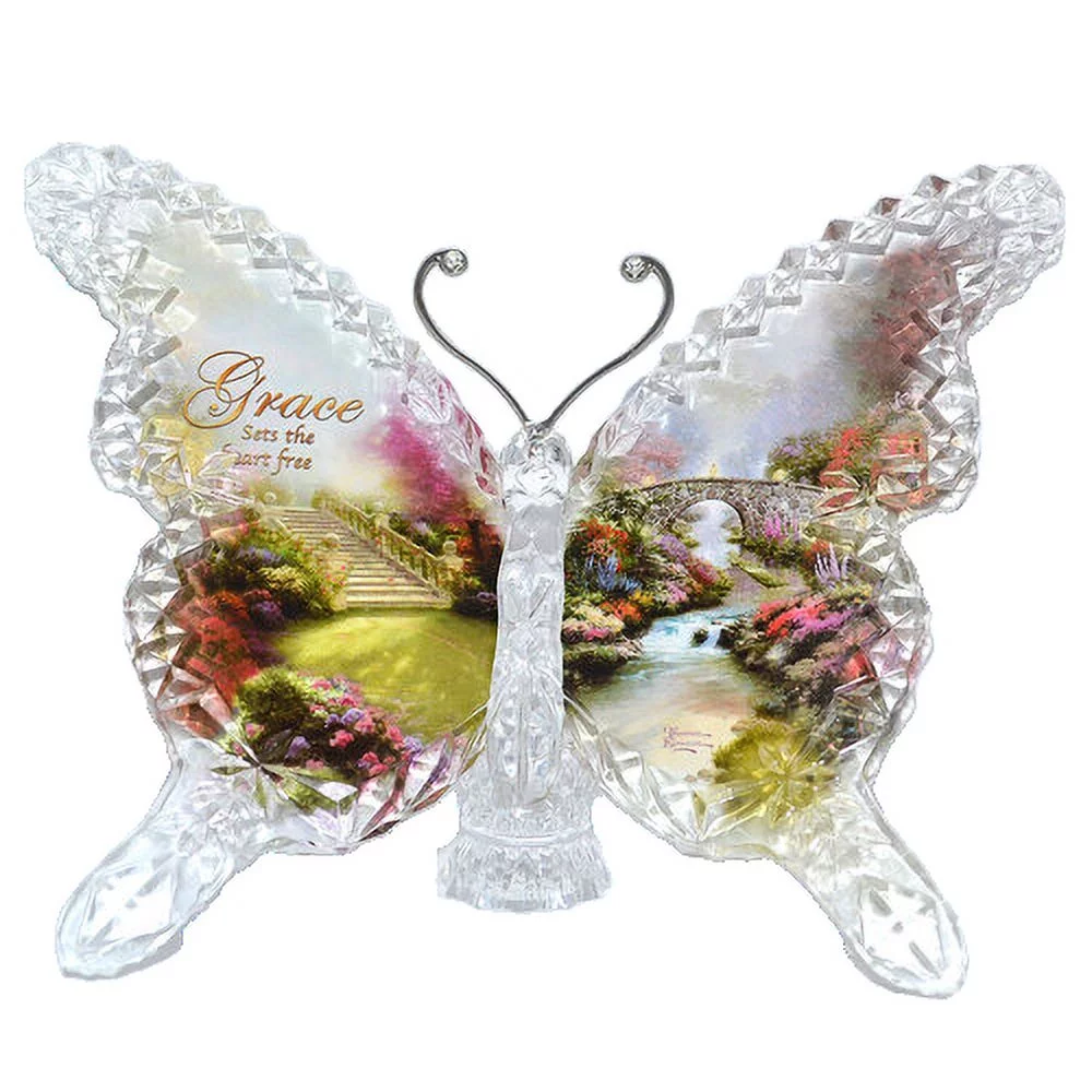 The Bradford Exchange Thomas Kinkade Garden of Paradise Crystalline Butterfly Sculpture - GRACE 6-inches