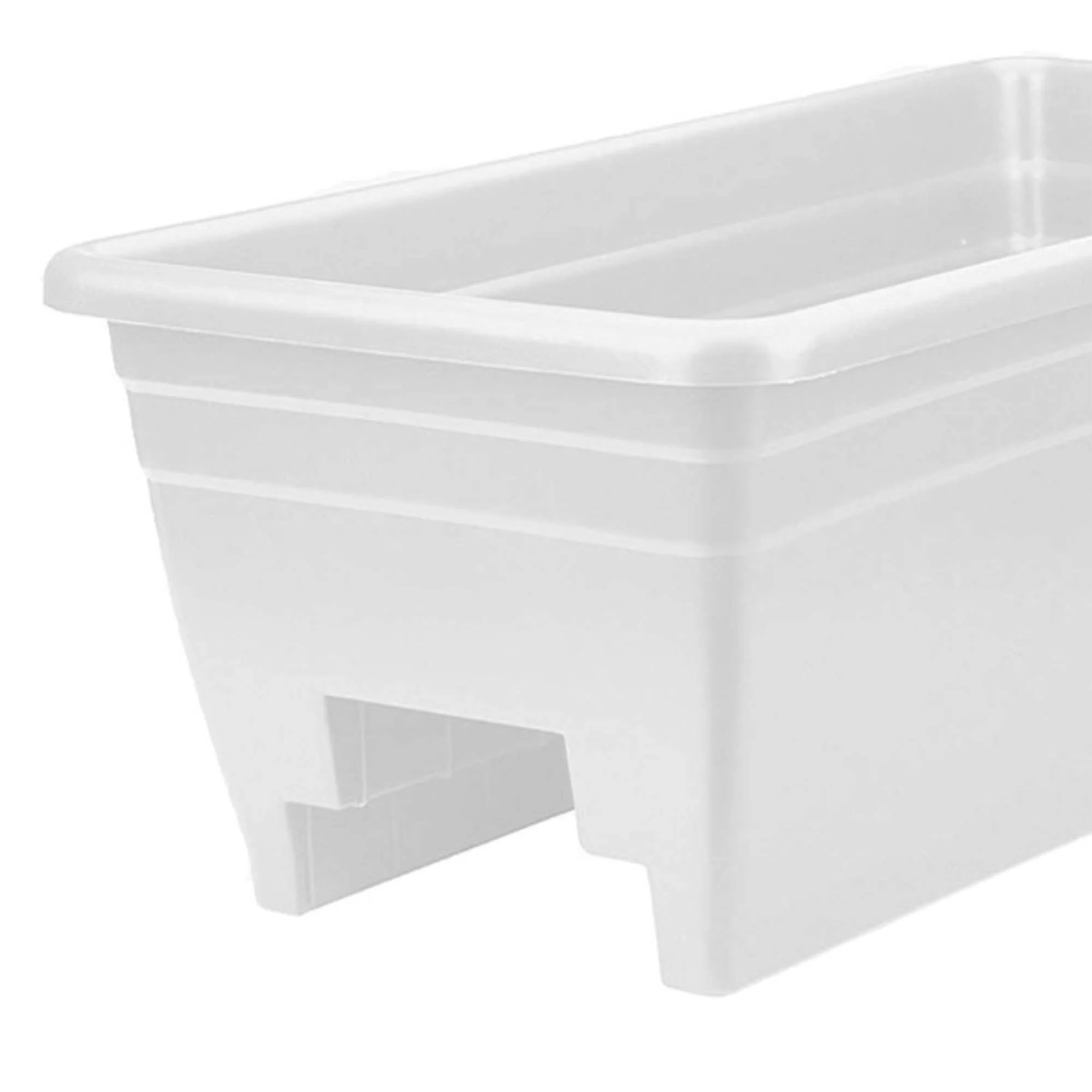 HC Companies Heavy Duty 24 In Plastic Deck Rail Box Planter, White (4 Pack)
