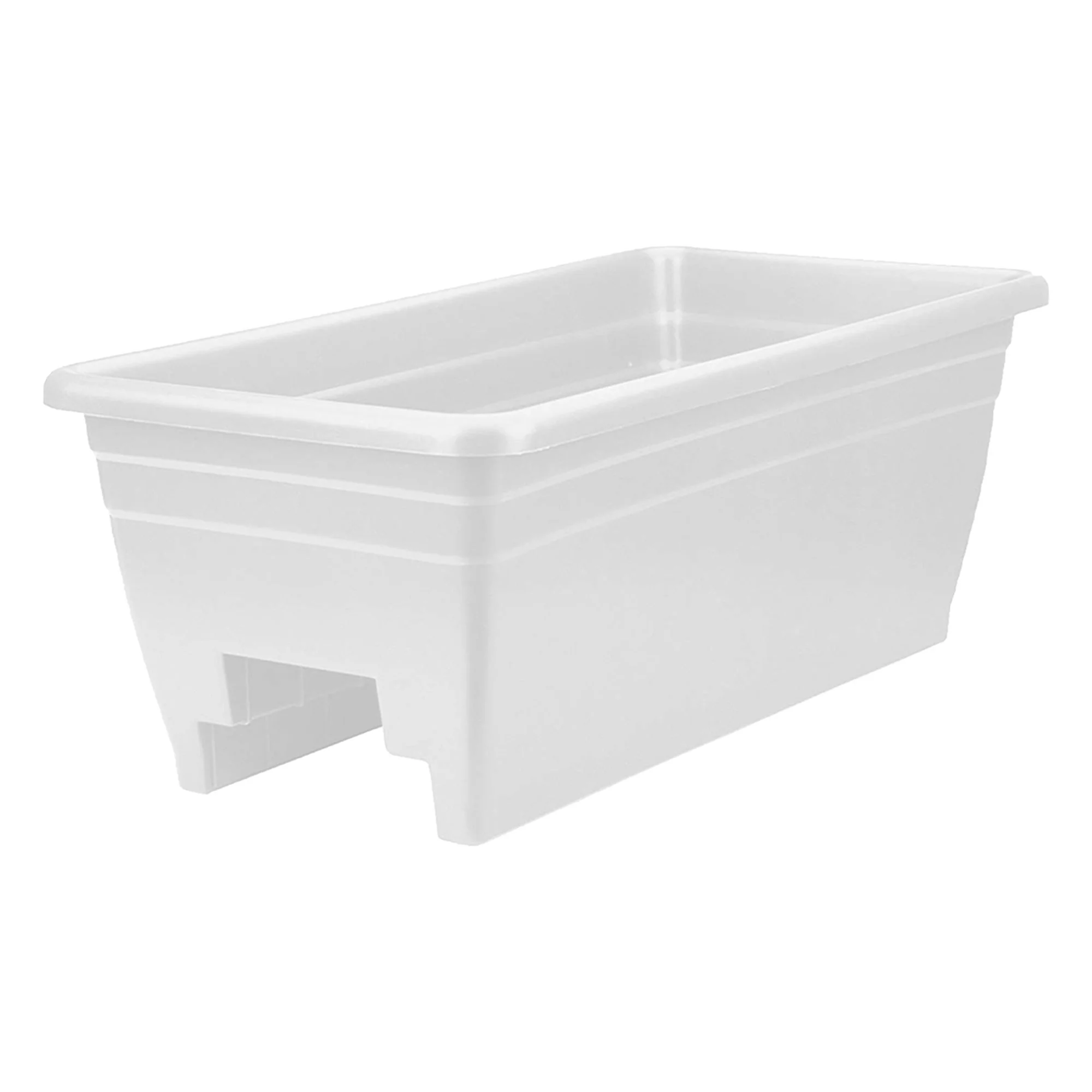 HC Companies Heavy Duty 24 In Plastic Deck Rail Box Planter, White (5 Pack)
