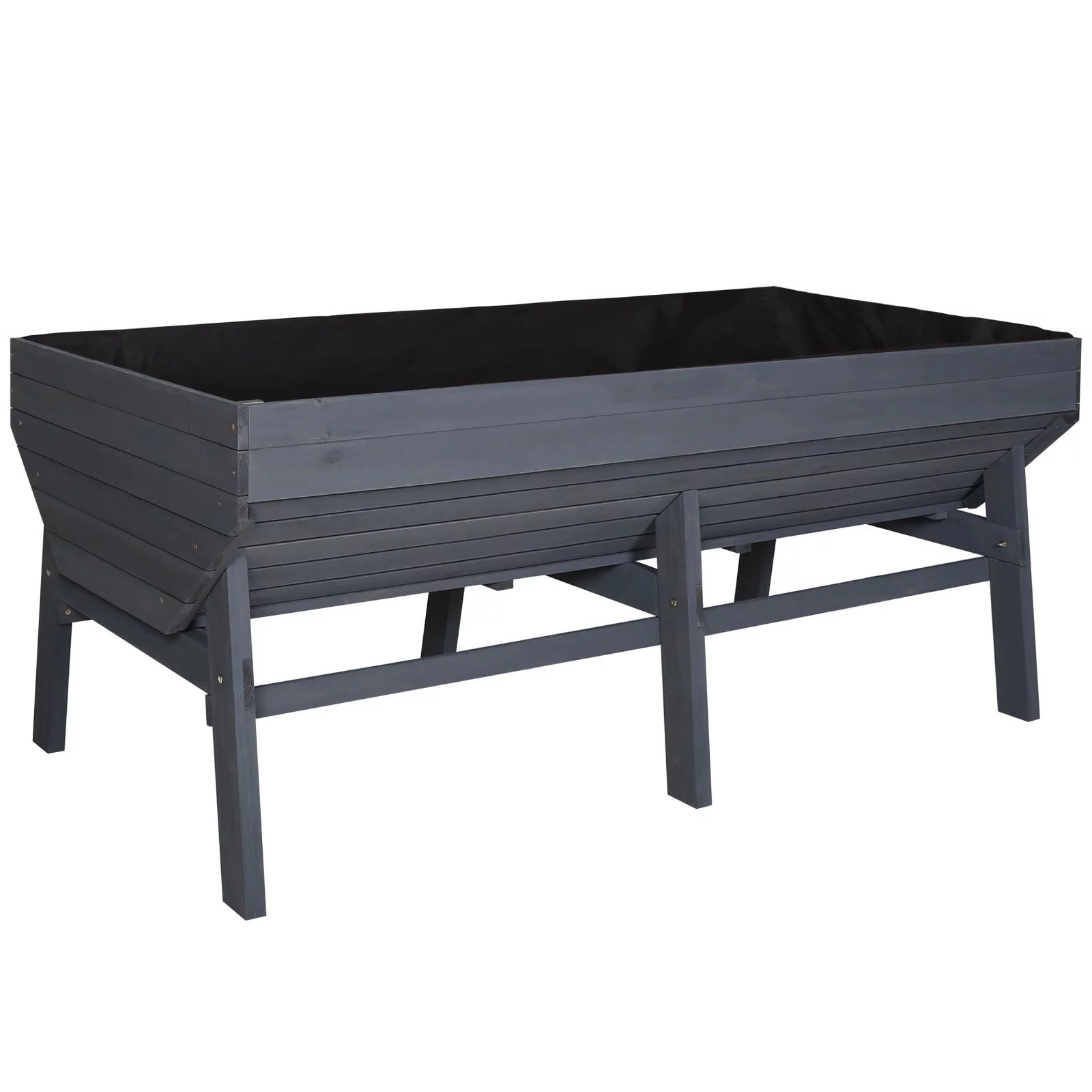 VEIKOUS Wooden Raised Garden Bed Planter with Non-Woven Fabric Rustic