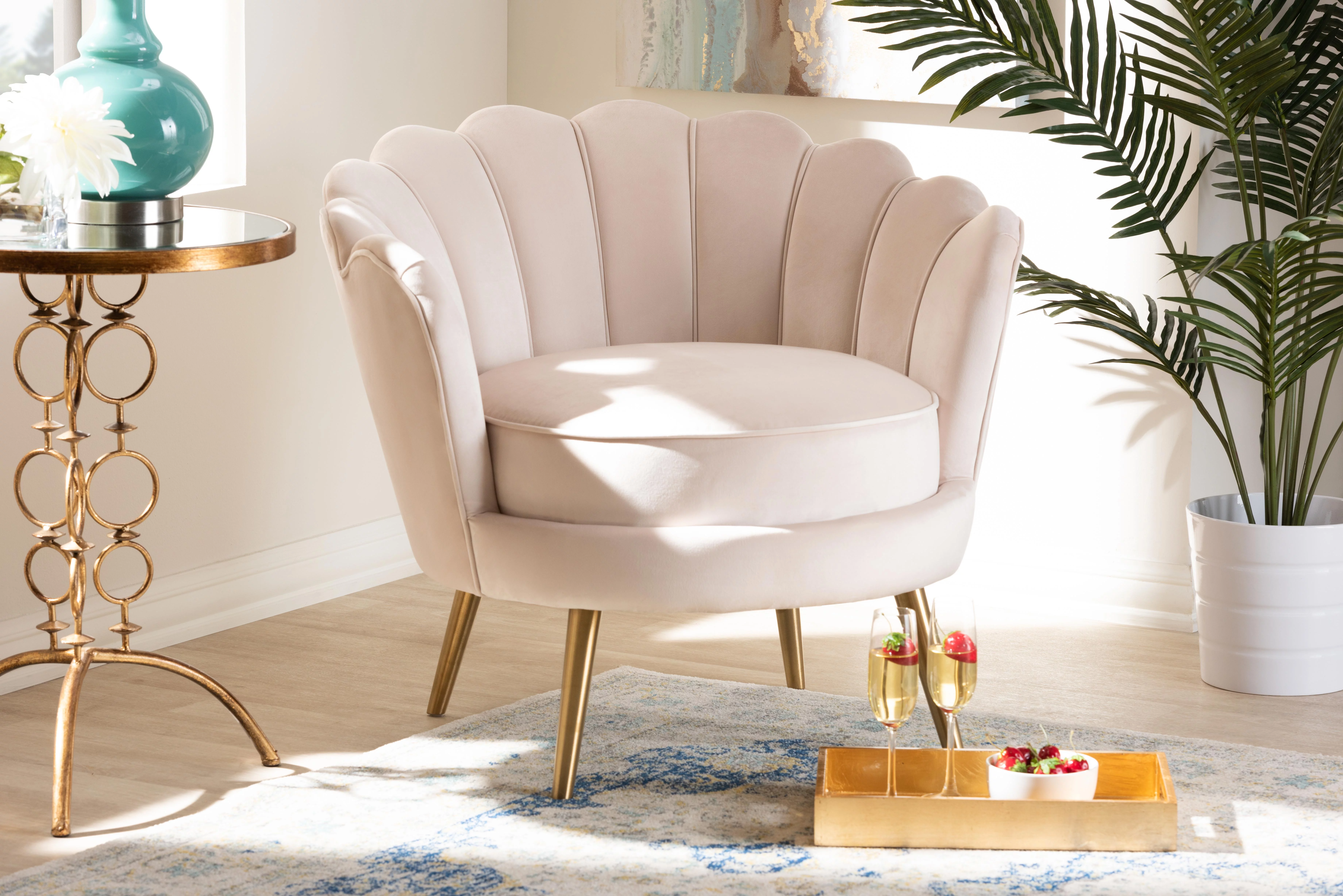 Baxton Studio Cosette Club Chair, Light Beige