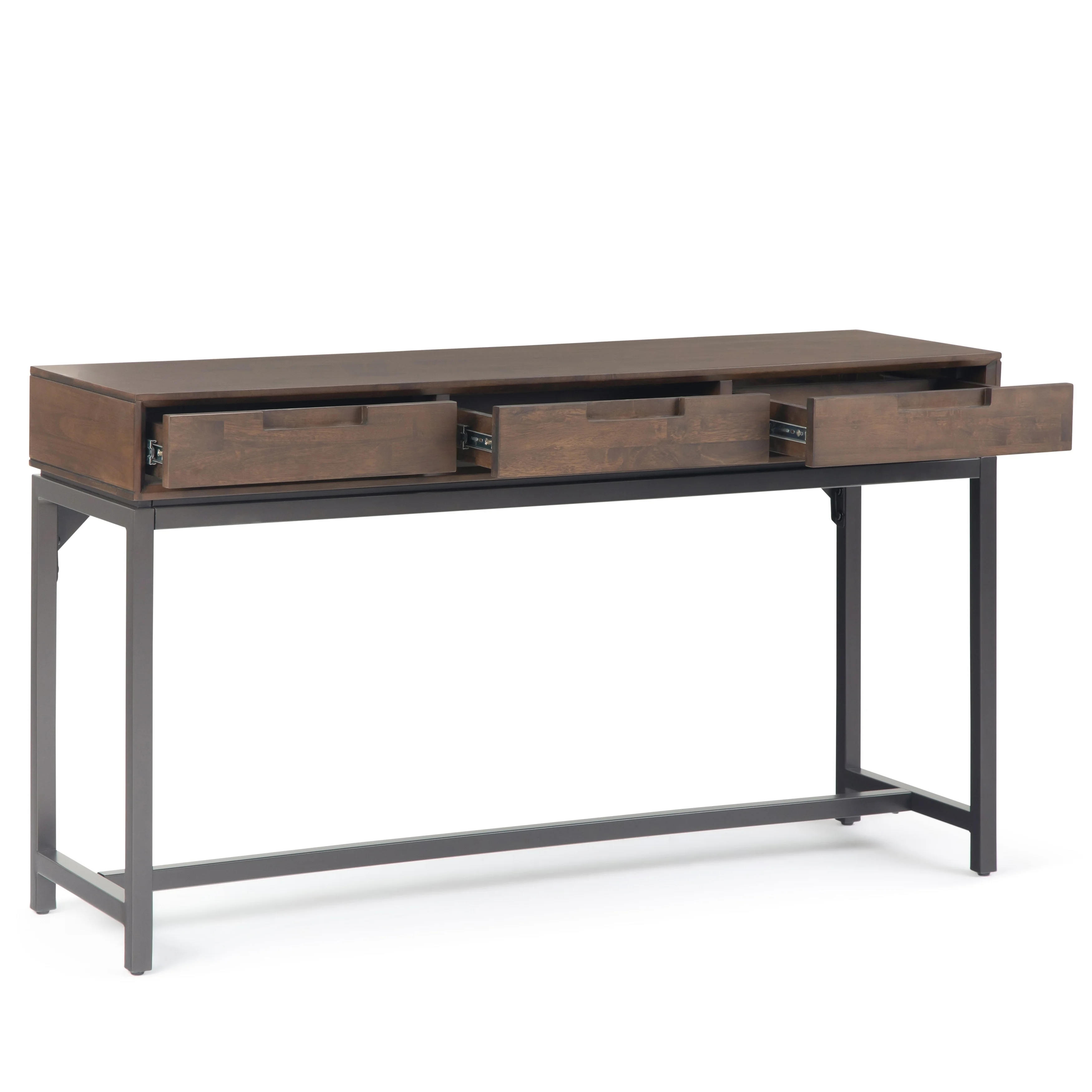 WyndenHall  Devlin SOLID HARDWOOD and Metal 54 inch Wide Industrial Wide Console Table in Walnut Brown - 54