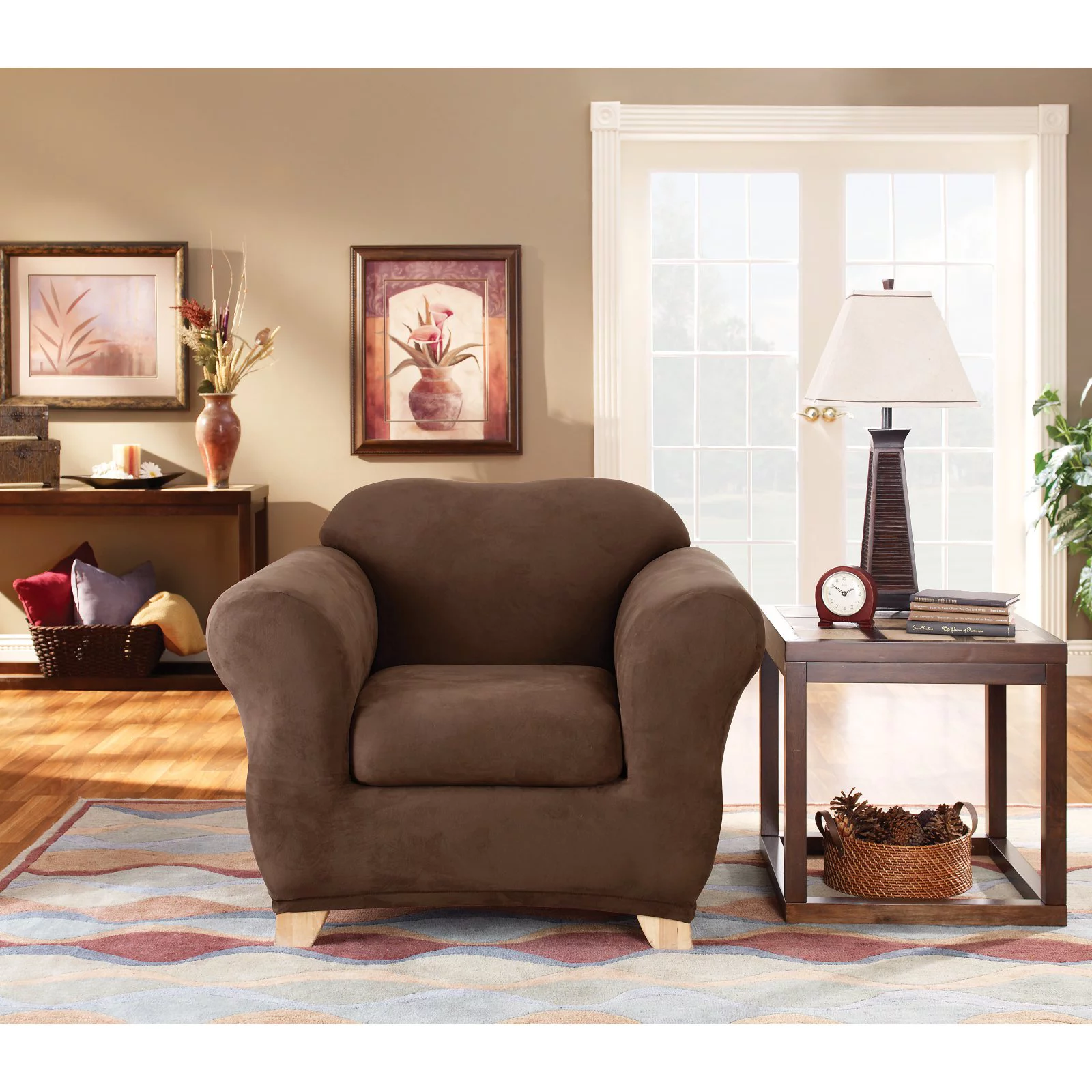 Sure Fit Stretch Suede 2-Piece Chair Slipcover